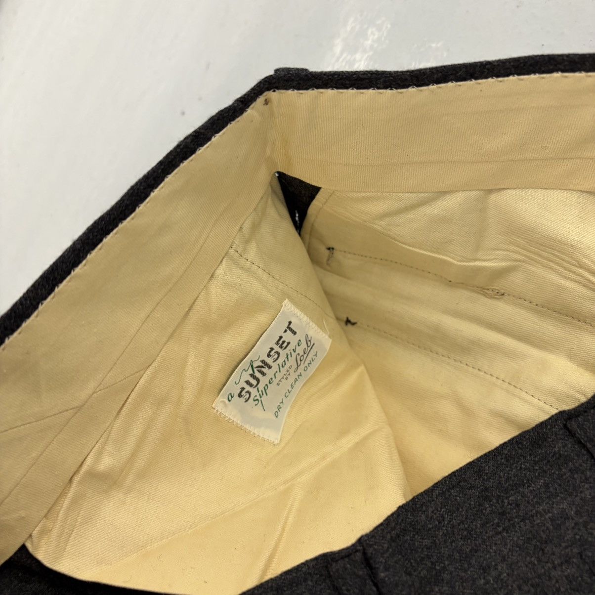 Other NOS Vintage 50s Sunset Loeb Black Pleated Wool Trouser 36x27 Size US 36 / EU 52 - 7 Thumbnail