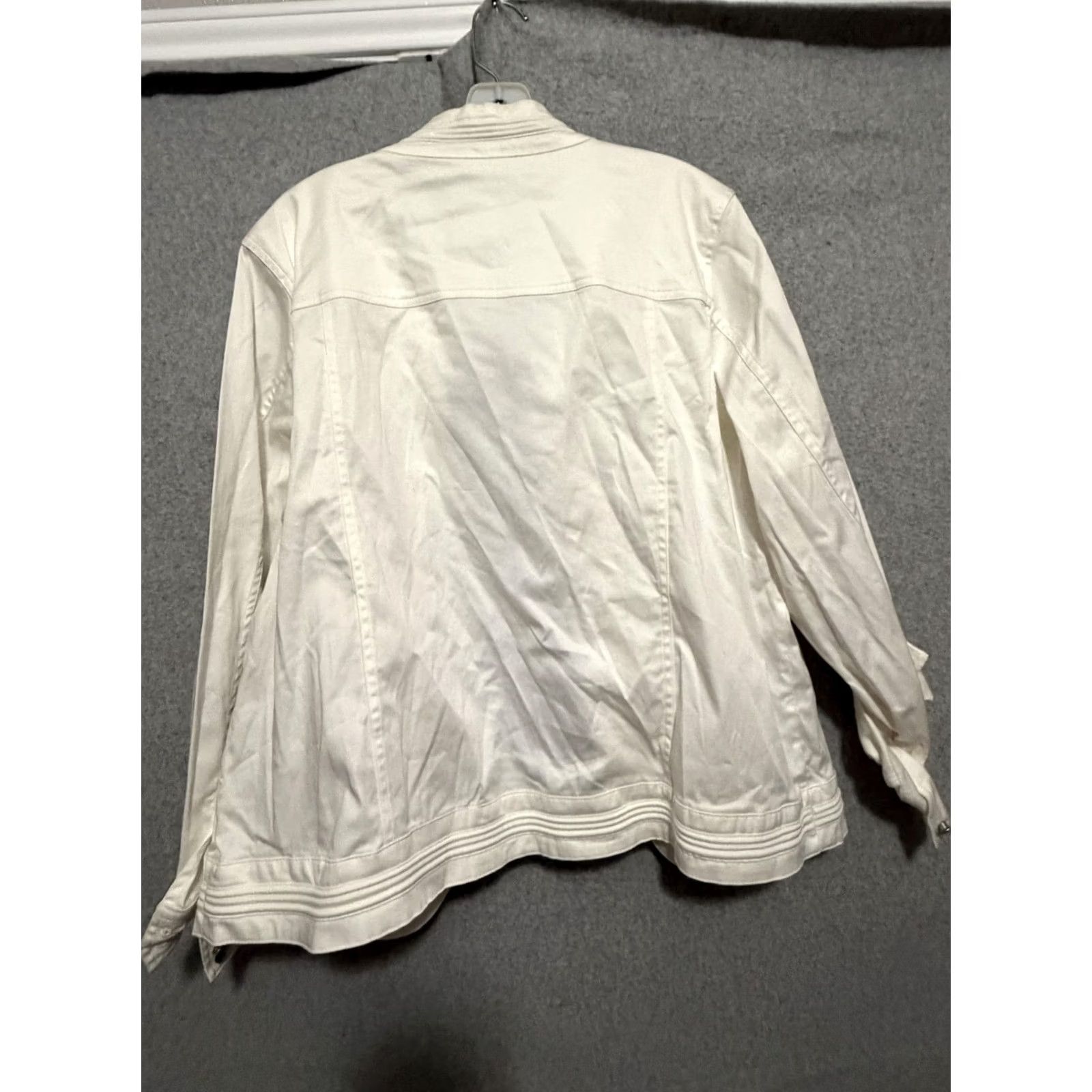 Coldwater Creek Coldwater Creek Womens Plus Size Jacket White Cotton Twill Open Front Piping Detail Size XL / US 12-14 / IT 48-50 - 2 Thumbnail