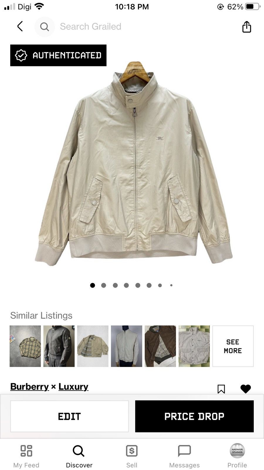 Burberry BURBERRY GOLF BEIGE JACKET #9085-55 Size US L / EU 52-54 / 3 - 10 Thumbnail