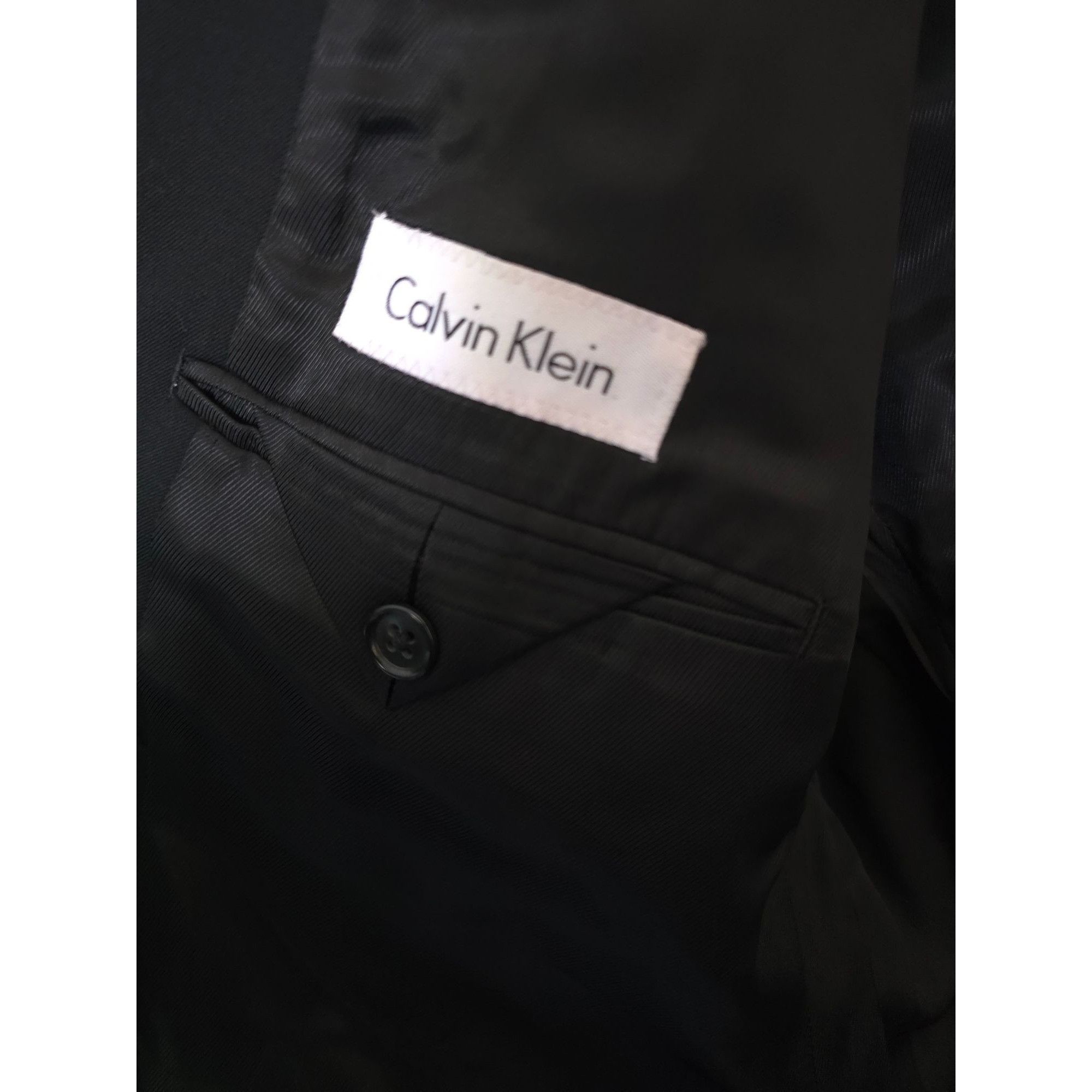 Calvin Klein Calvin Klein Mens Black Wool Blazer 46R Two-Button Suit Jack Size 46R - 4 Thumbnail