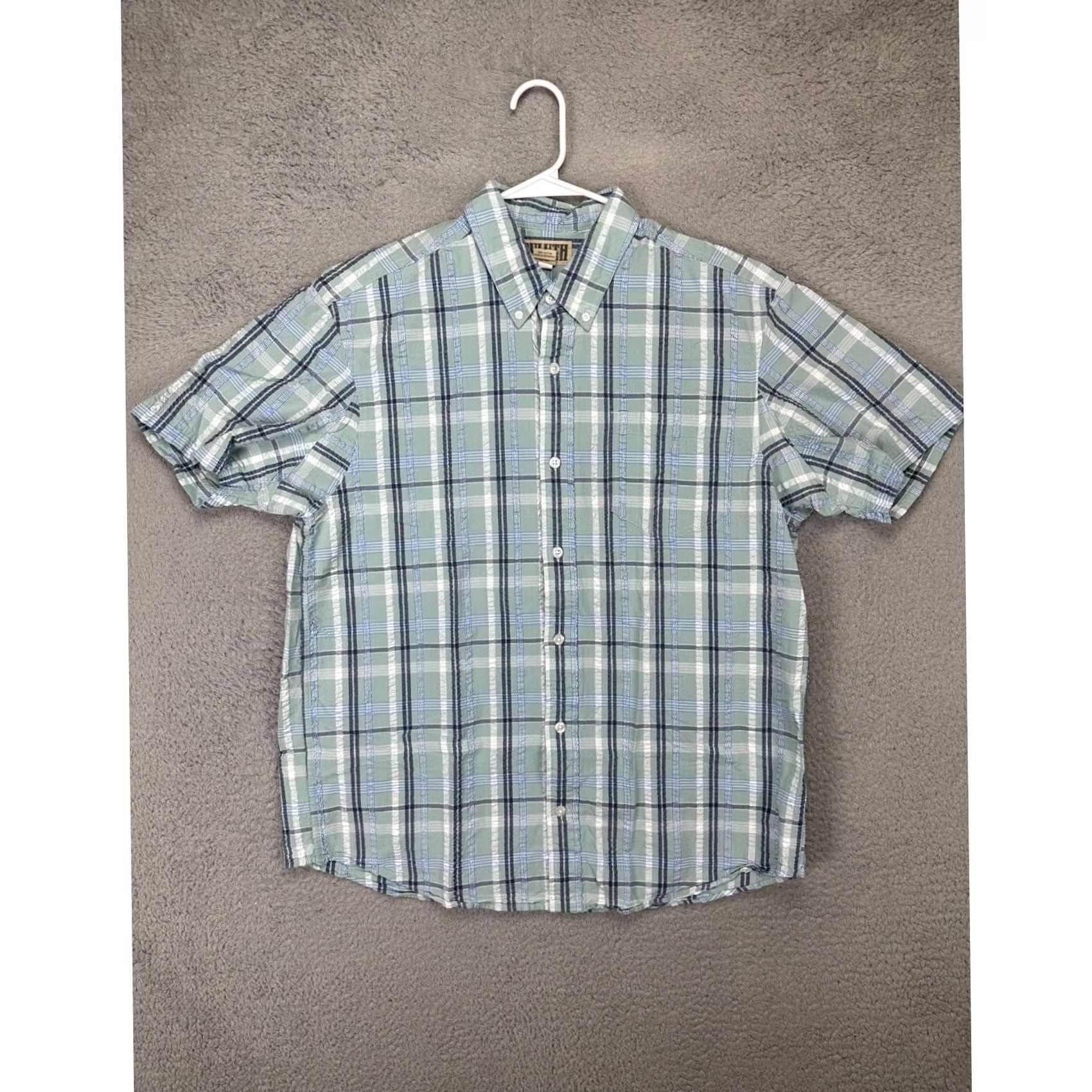 Duluth Trading Company Duluth Trading Co Shirt Mens Large Blue Green Plaid Seersucker Button-Down Wool? Size US L / EU 52-54 / 3 - 2 Thumbnail