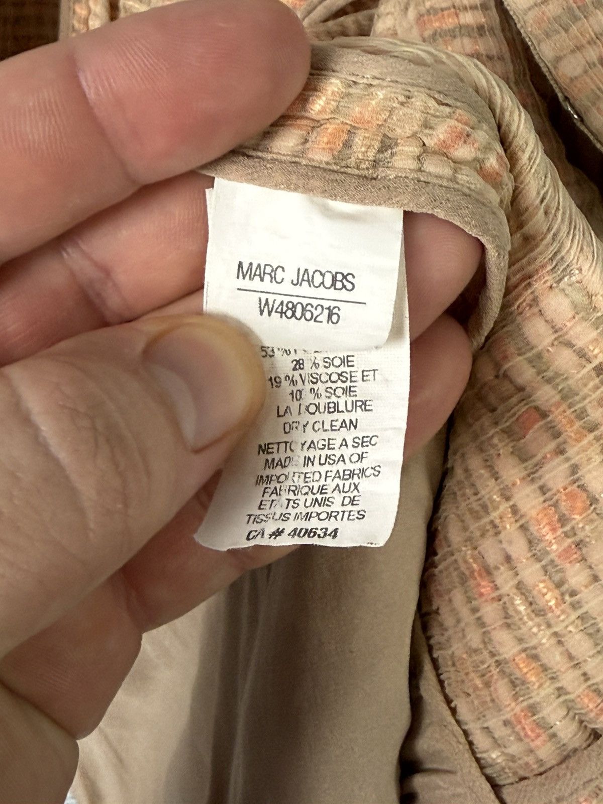 Marc Jacobs Marc Jacobs Textured Silk Blend Jacket Beige Pink Blazer Size M / US 6-8 / IT 42-44 - 16 Thumbnail