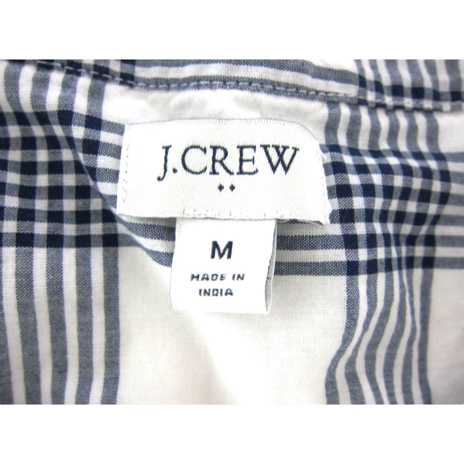 J.Crew J.CREW Blouse Shirt Navy Blue Stripe 100% Cotton Long Sleeve Button Up Ruffle Medium Women's Size M / US 6-8 / IT 42-44 - 3 Thumbnail
