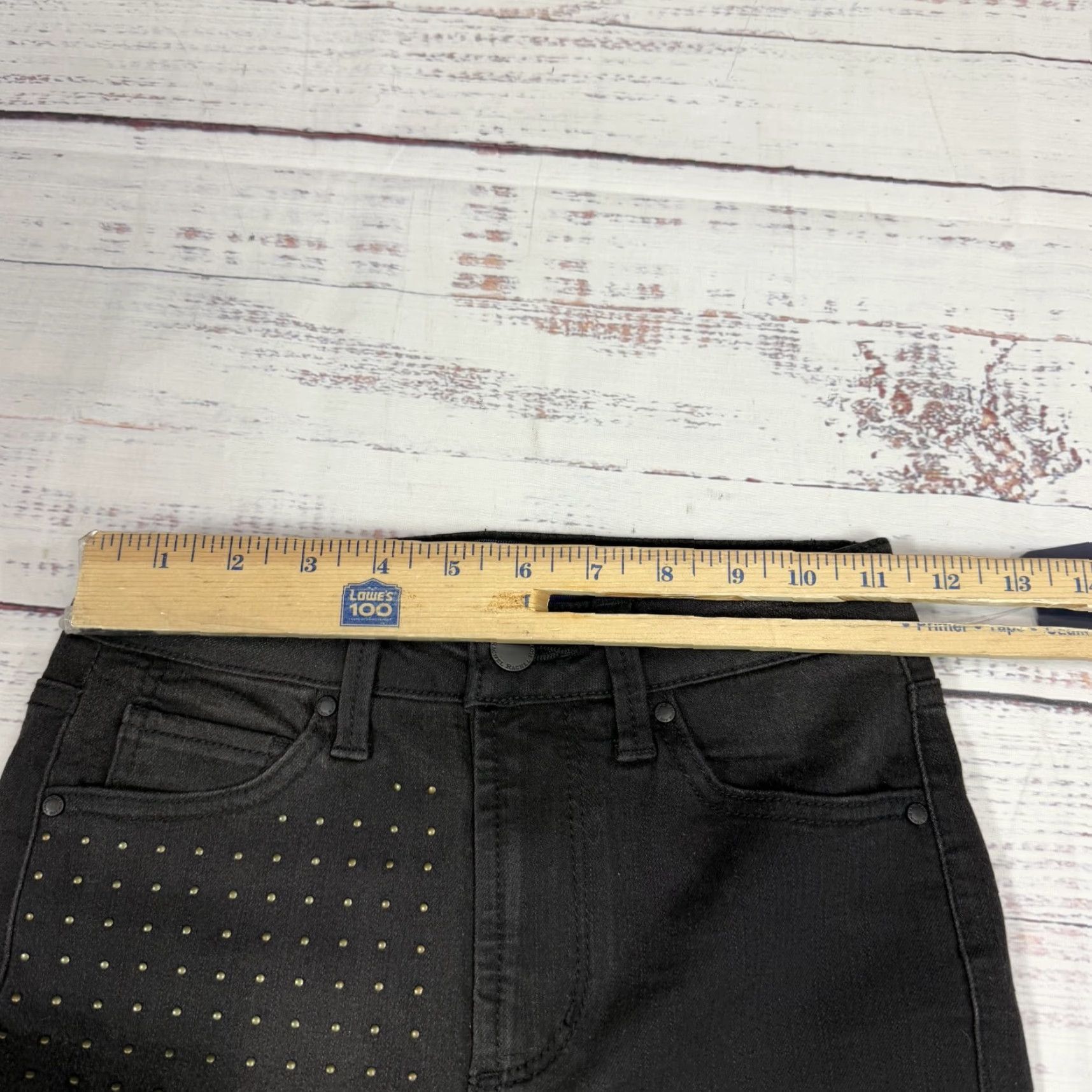 Vintage VINTAGE Rachel Rachel Roy Black Jeans Studded Raw Edge Distressed Ankle Sz 24 NWT Women Jeans Rhinestone 90s Mens Womens Girls Size 42" / US 20 - 2 Thumbnail