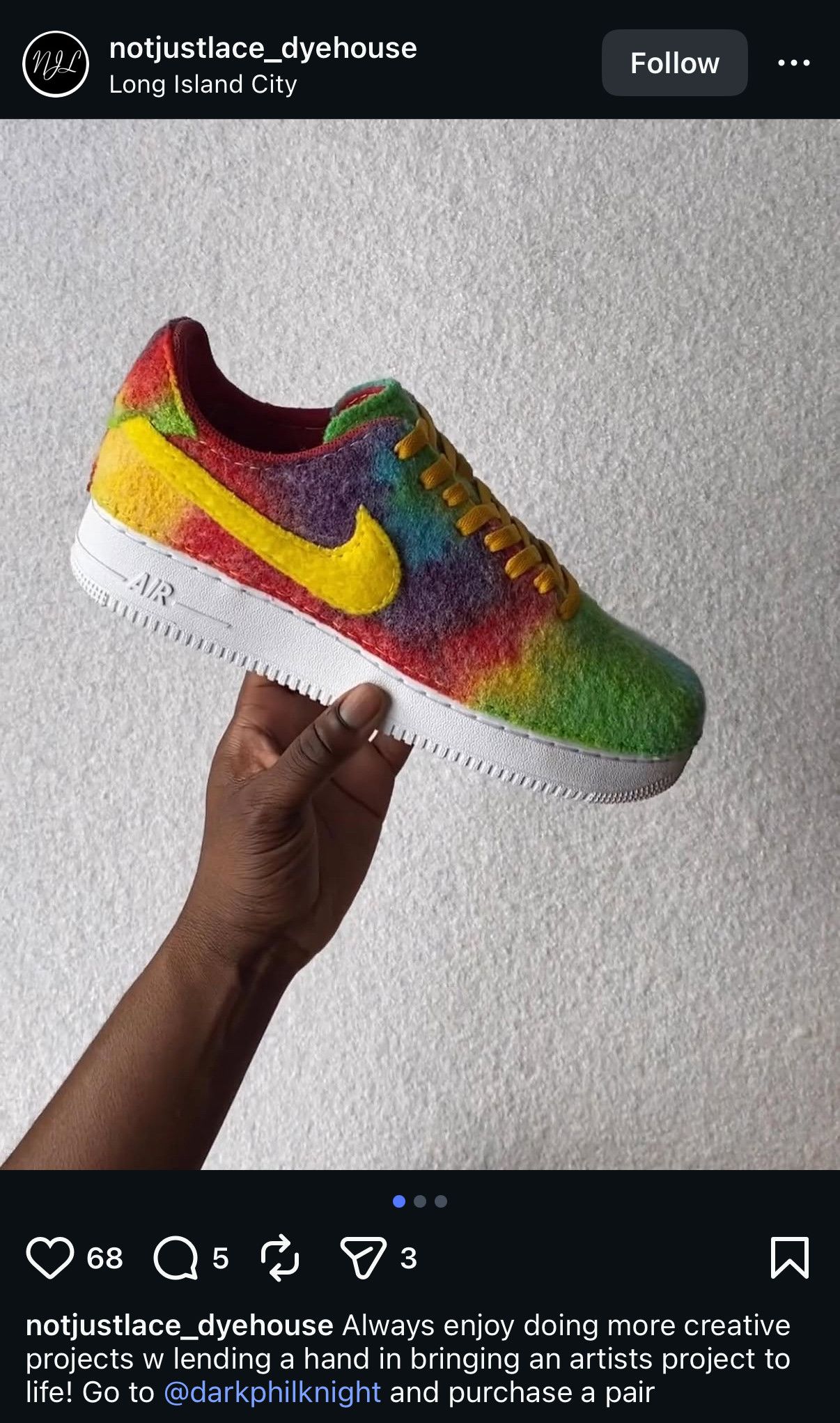 Nike Dark Phil Knight Rainbow Wool Wrapped Air Force 1 Size US 11.5 / EU 44-45 - 8 Thumbnail