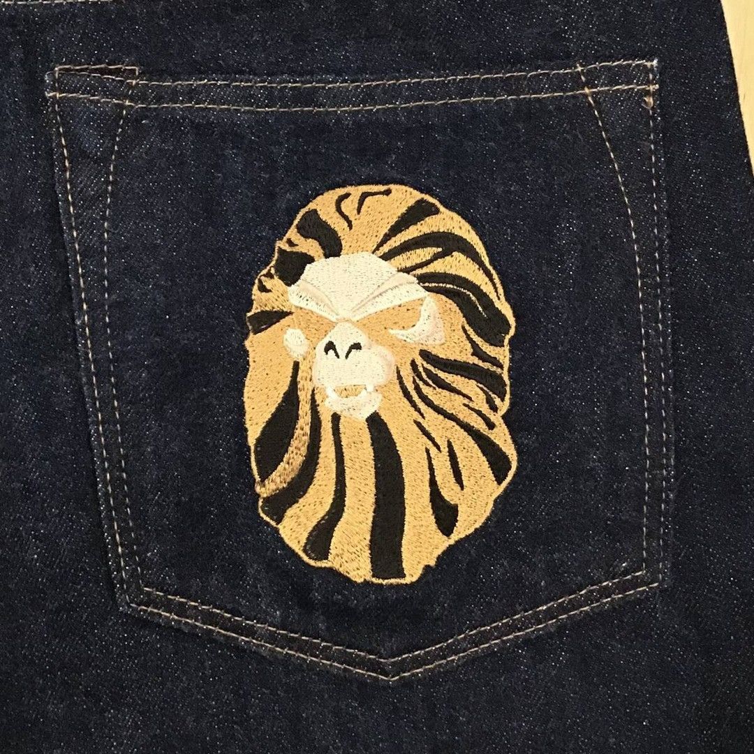 Bape BAPE HEAD logo embroidered denim pants a bathing ape ★size S Size US 30 / EU 46 - 6 Thumbnail