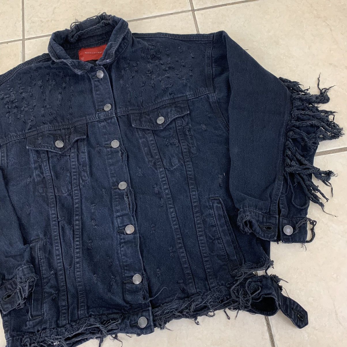 Japanese Brand × Vintage Vintage signatures Distressed Fringe Denim Jacket Size US M / EU 48-50 / 2 - 3 Thumbnail