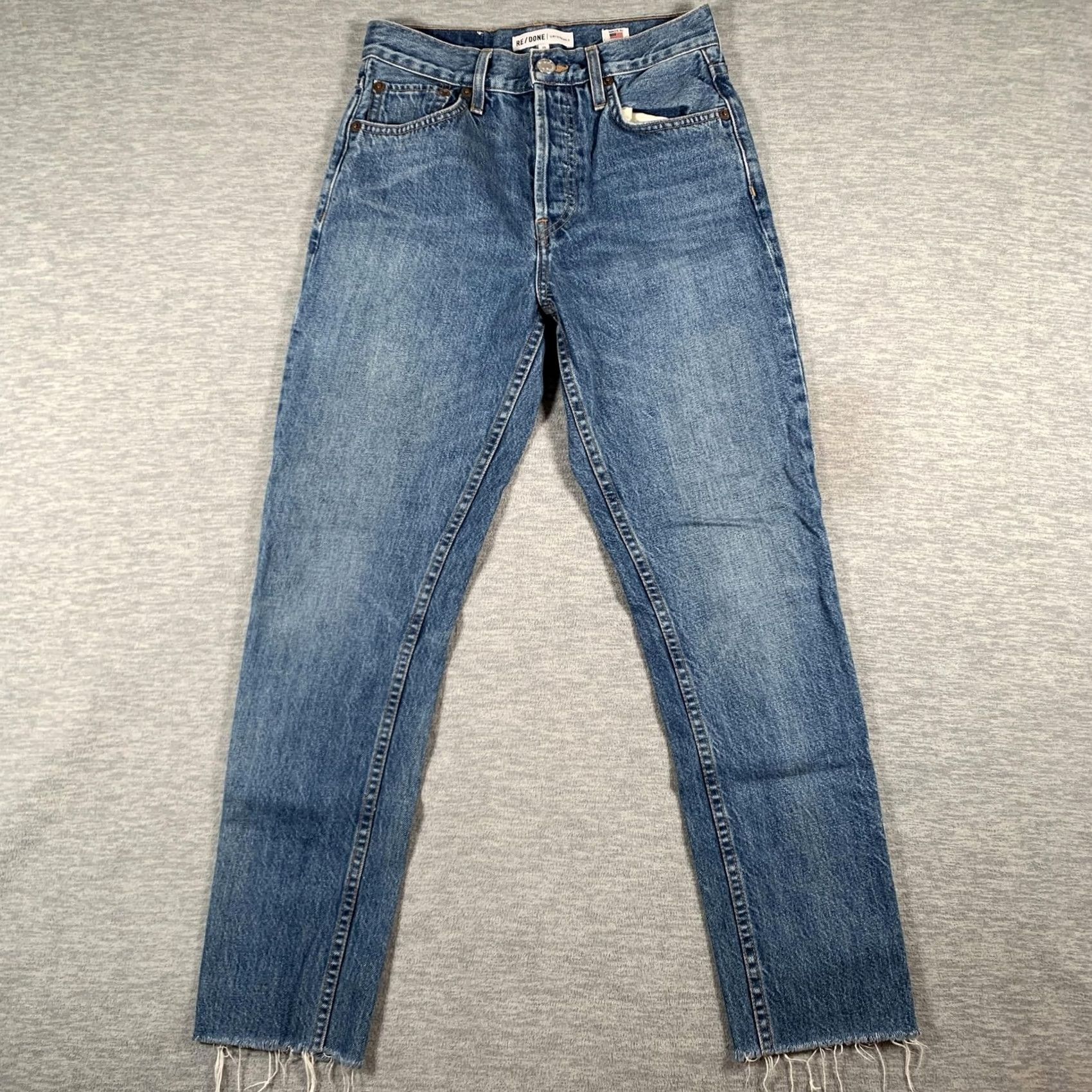 RE/DONE VINTAGE RE/DONE Jeans Womens 25 Blue Medium Wash High Rise Ankle Crop Raw Hem USA Size 42" / US 20 - 2 Thumbnail
