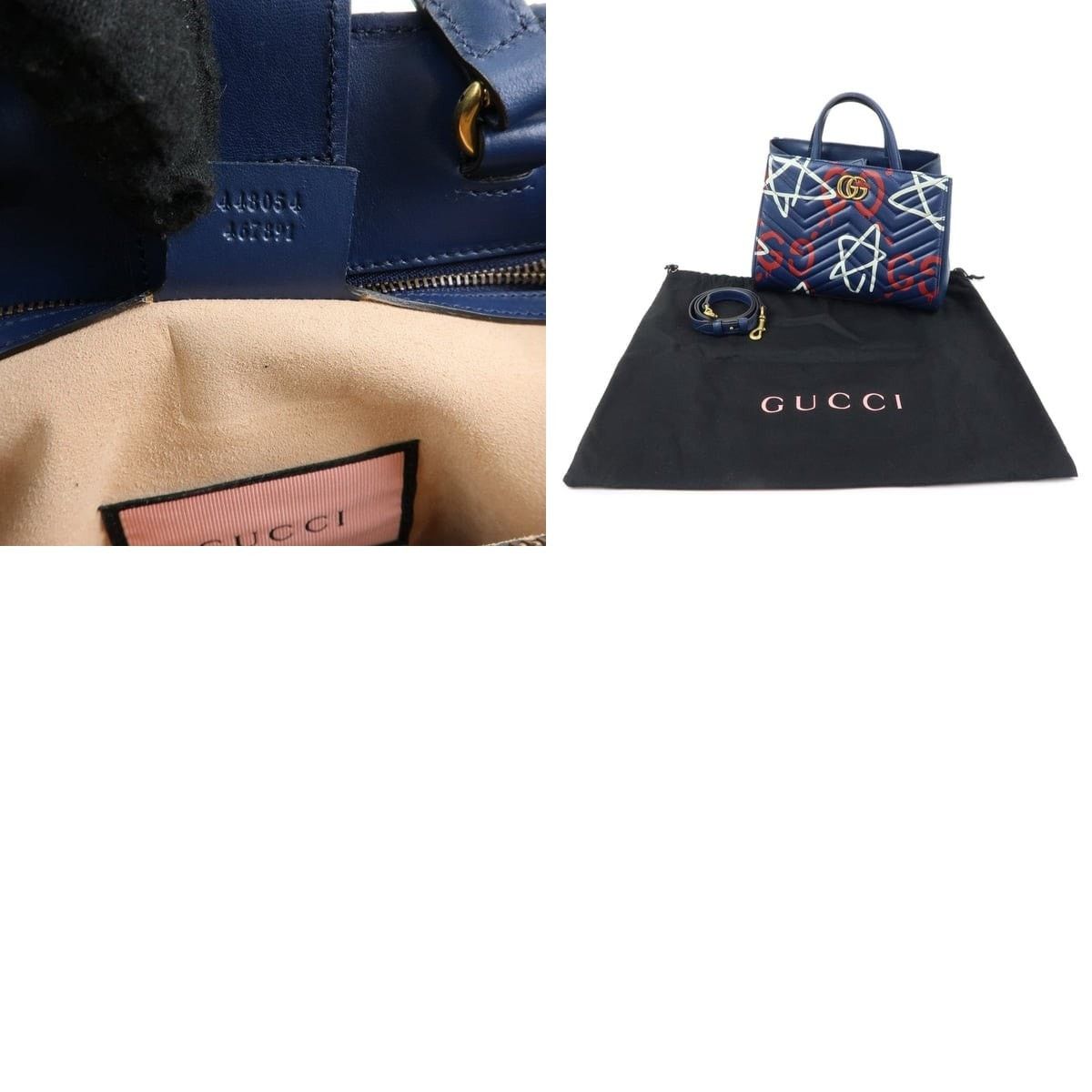 Gucci Gucci GG Marmont Ghost Leather Top Handle Bag Navy Size ONE SIZE - 5 Thumbnail