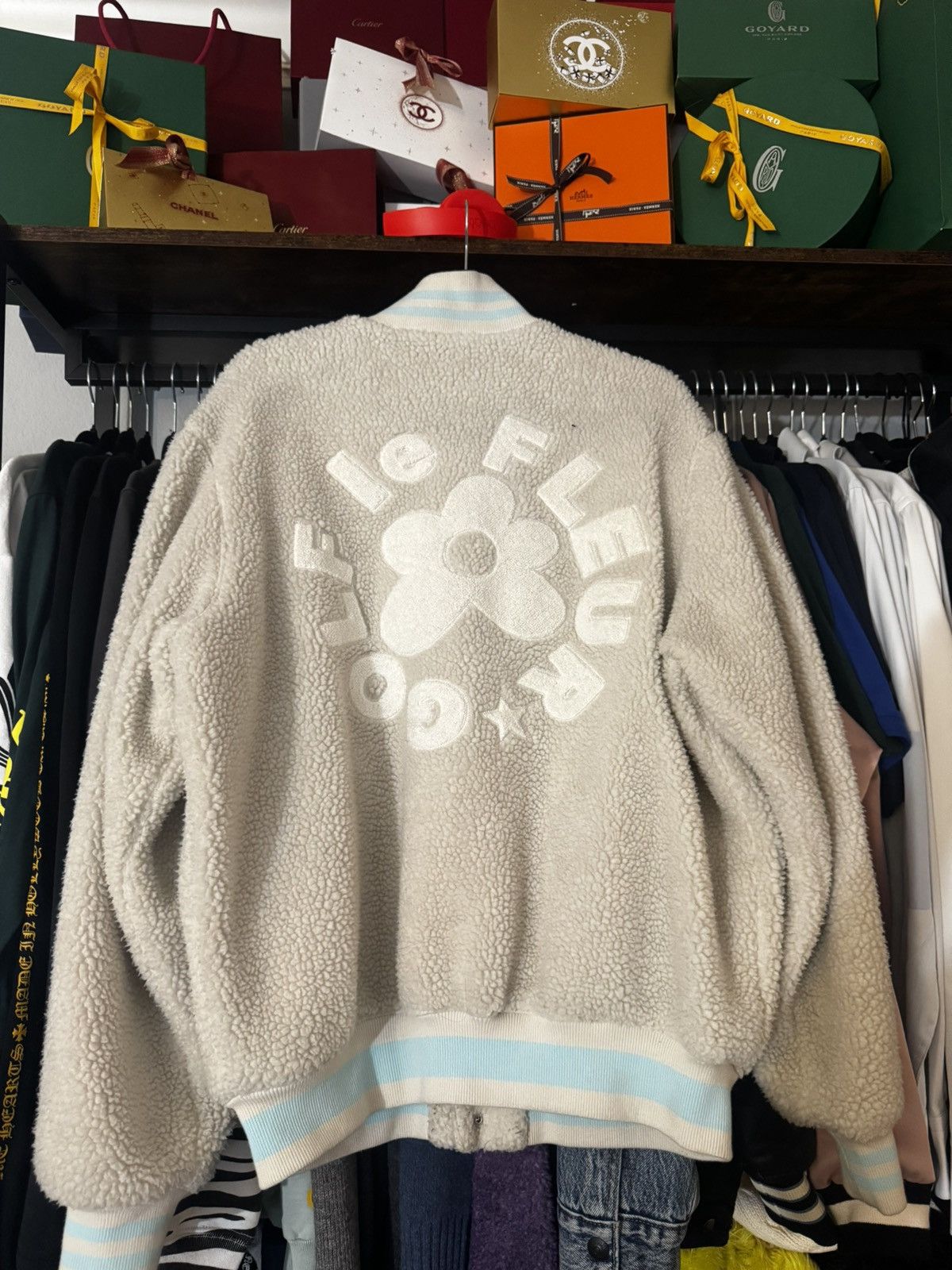 Converse × Golf le Fleur Golf le fleur X Converse fuzzy baseball jacket Size US L / EU 52-54 / 3 - 1 Thumbnail