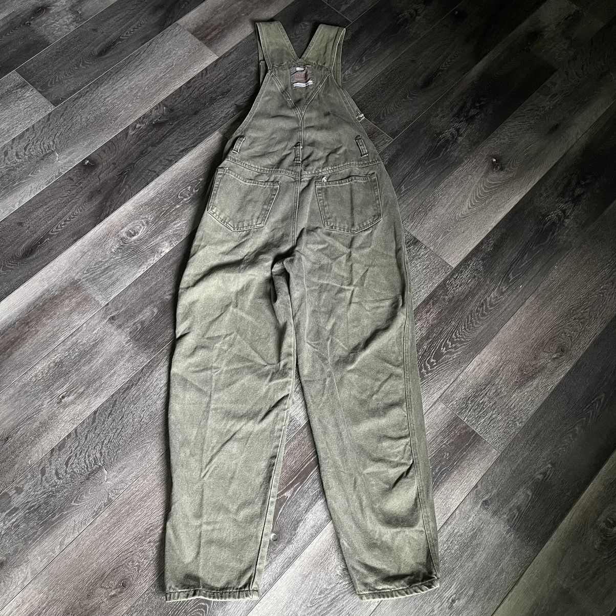 Vintage Vintage 1990s Squeeze Jeans Washed Olive Denim Jean Overalls Size US 29 - 3 Thumbnail