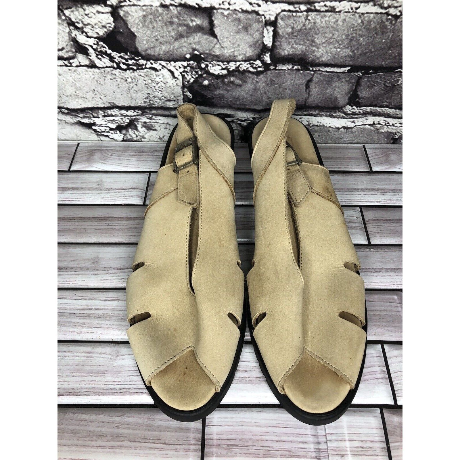 Other ZANTE Beige Tan Nubuck Leather Casual Wedge Strap Sandals Wo Size US 8.5 / IT 38.5 - 6 Thumbnail