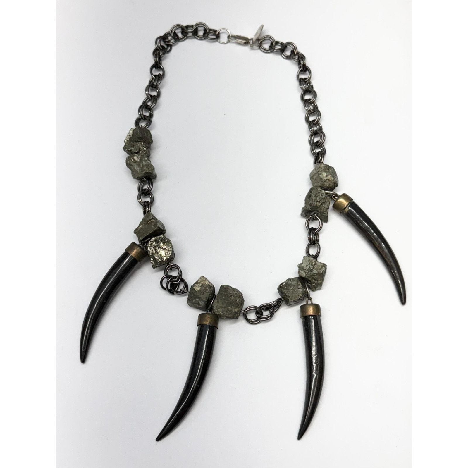 Vintage Vintage pyrite stone horn charm necklace Size ONE SIZE - 2 Thumbnail