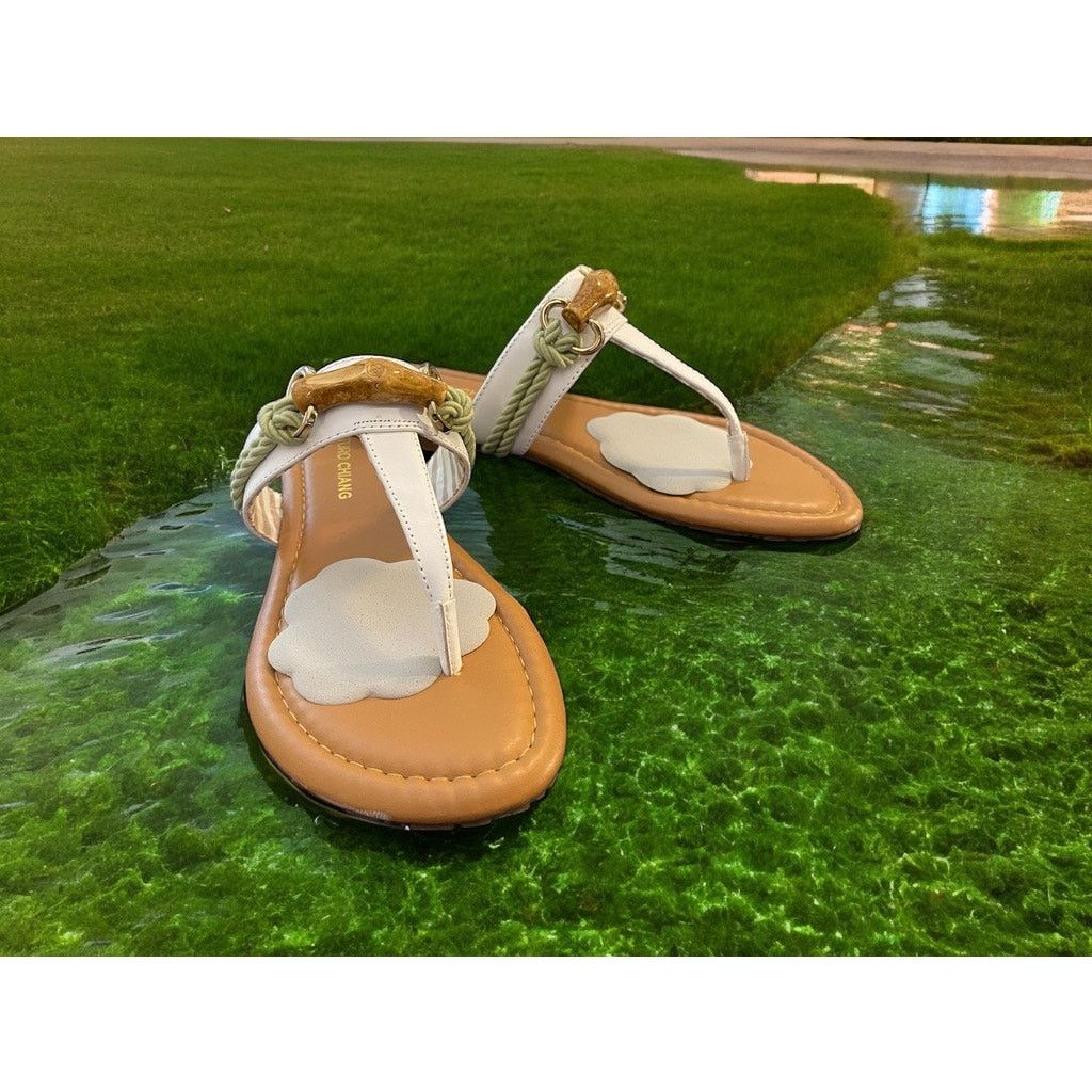 Unknown London Arturo Chiang Sandals Sz 6.5 Ivory White Rope Leather Thong Size US 6.5 / IT 36.5 - 4 Thumbnail
