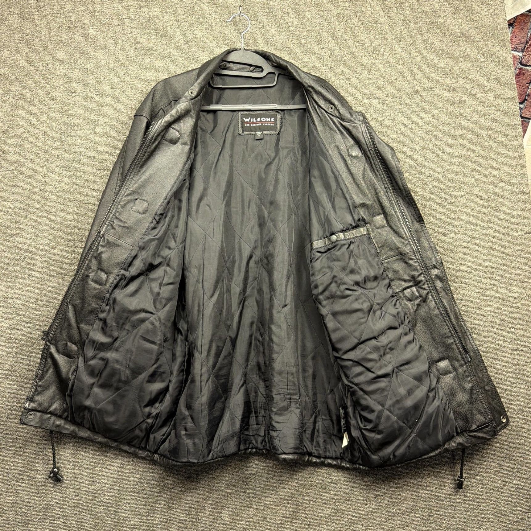 Vintage Wilsons Leather Coat Mens Small Black Parka Full Zip Toggle Pockets Lined Warm Size US S / EU 44-46 / 1 - 6 Thumbnail