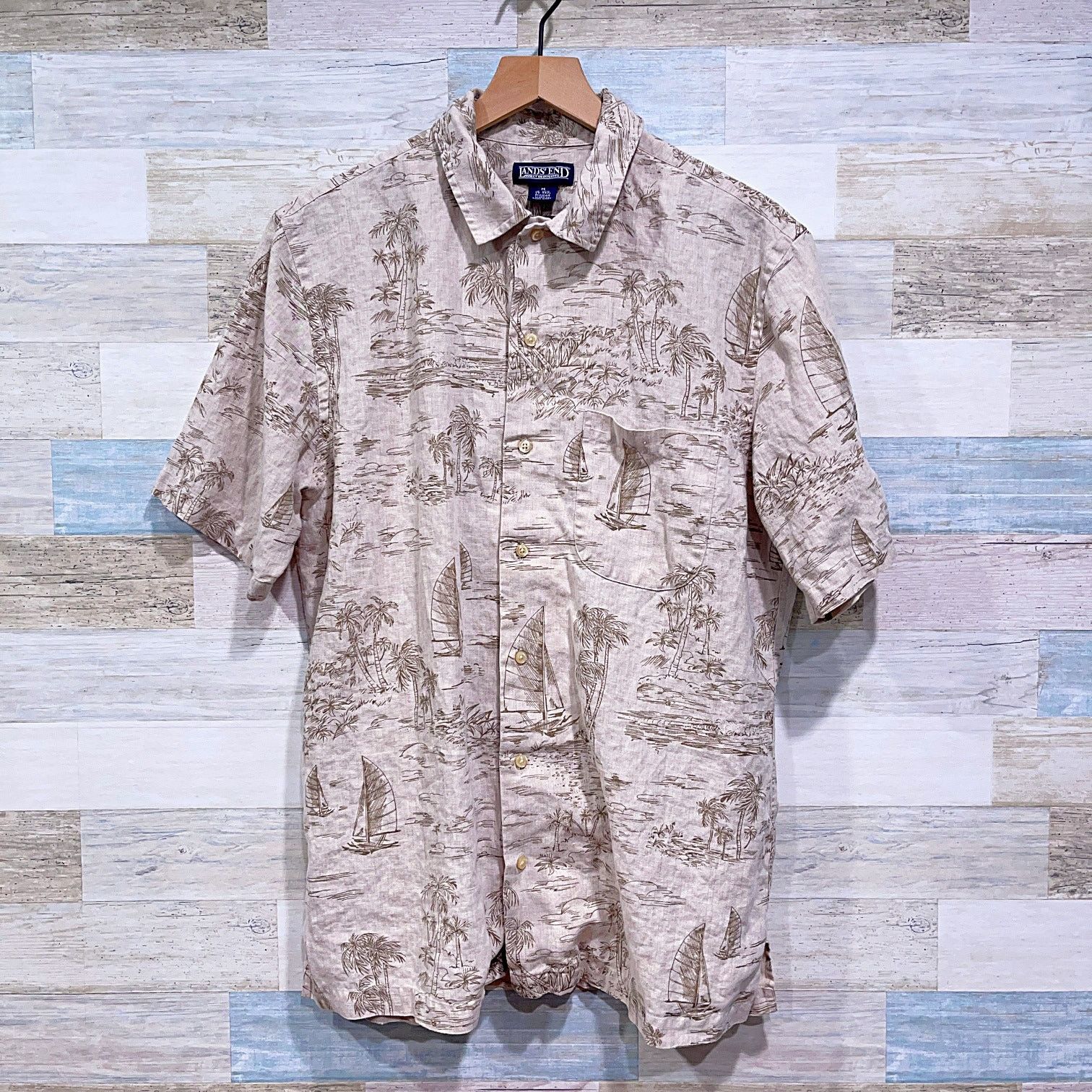 Lands' End Lands End Vintage 90s Linen Tropical Island Shirt Hawaii M Size US M / EU 48-50 / 2 - 1 Thumbnail
