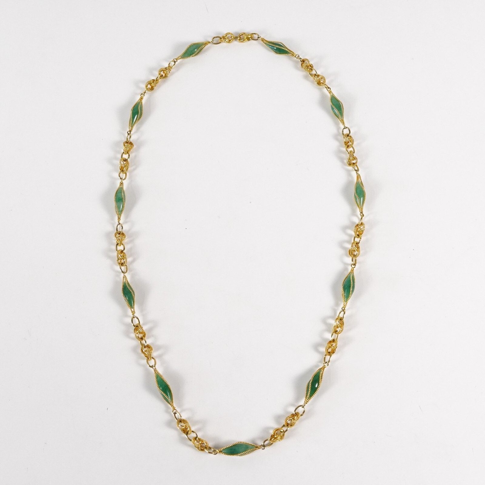 Other Vintage Gold & Green Stone Beaded Chain Necklace Jewelry Size ONE SIZE - 1 Thumbnail