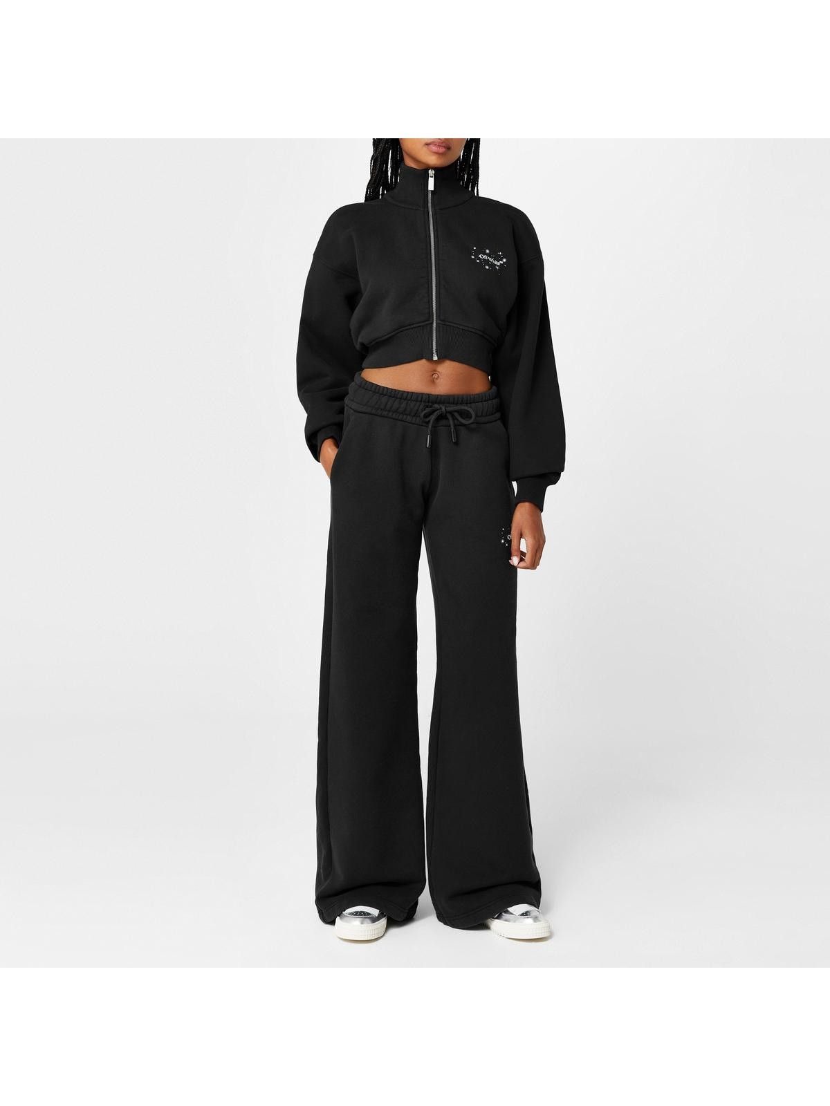 Off-White o1mle0425 Bling Stars Arrow Cropped Zip Up Sweatshirt Black Size S / US 4 / IT 40 - 6 Thumbnail