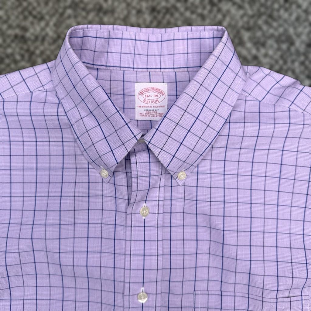 Brooks Brothers Brooks Brothers Shirt Regular Purple Check Button-Up 16.5 34 Men Casual Workwear Size US XL / EU 56 / 4 - 1 Thumbnail