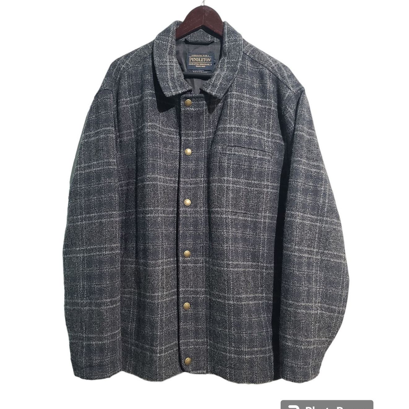 Image of Pendleton Plaid Full Zip Wool Jacket in Grey, Men's (Size XL)