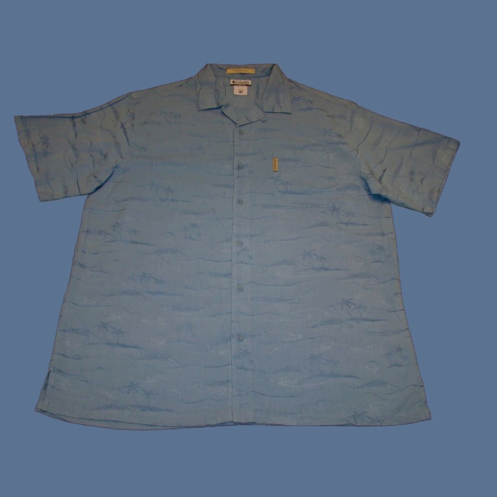 Vintage VINTAGE Columbia River Lodge Mens 2XL Blue Fish Embossed Button Short Sleeve Shirt Size US XXL / EU 58 / 5 - 1 Thumbnail