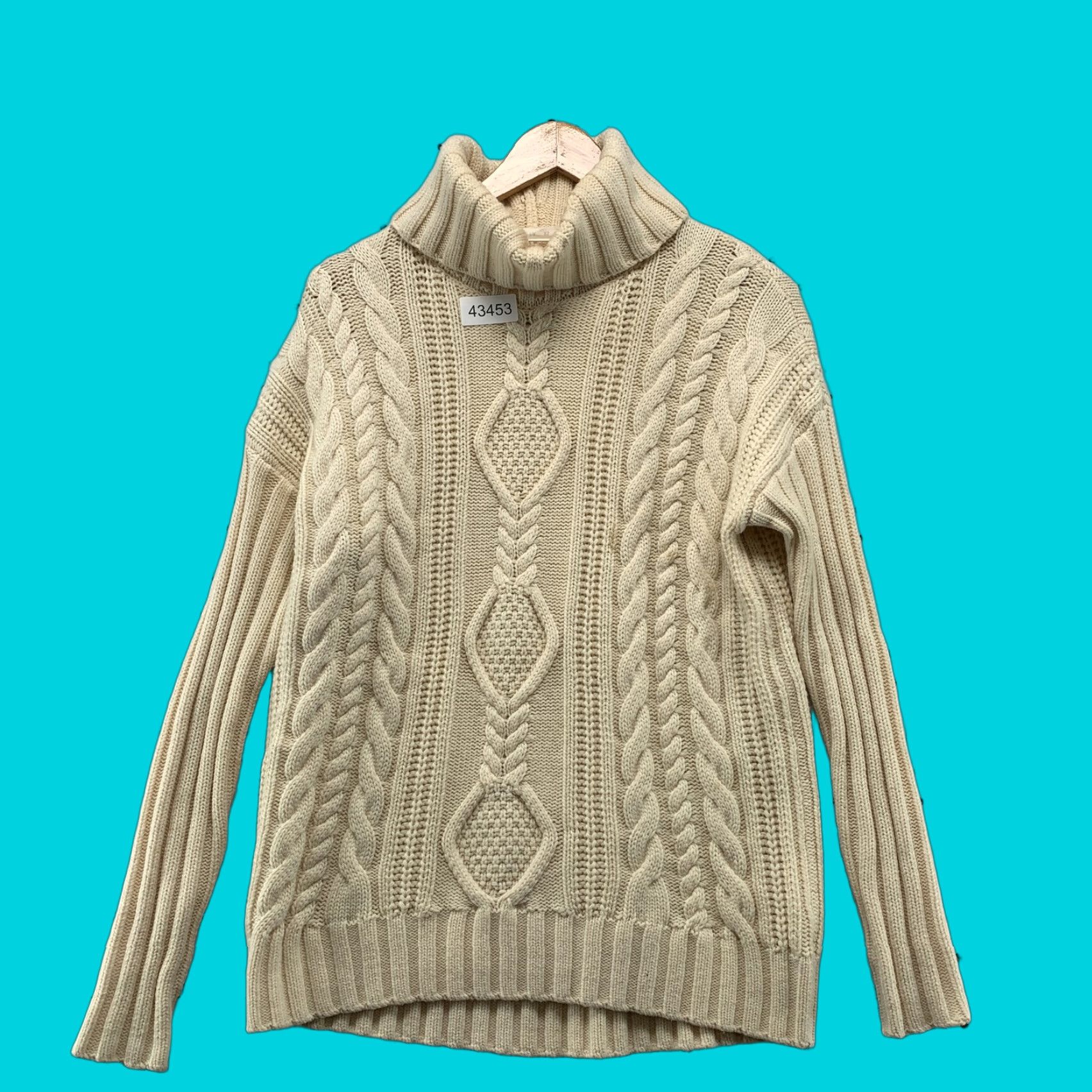Athleta Athleta Sweater Adult XS Beige Merino Wool Cable Knit Turtleneck Womens Size XS / US 0-2 / IT 36-38 - 1 Thumbnail