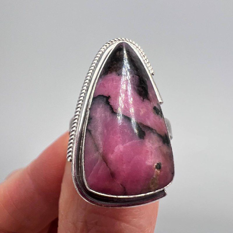 Vintage Vintage Rhodonite Ring Sterling Silver 925 Size 7 Handmade Size ONE SIZE - 1 Thumbnail