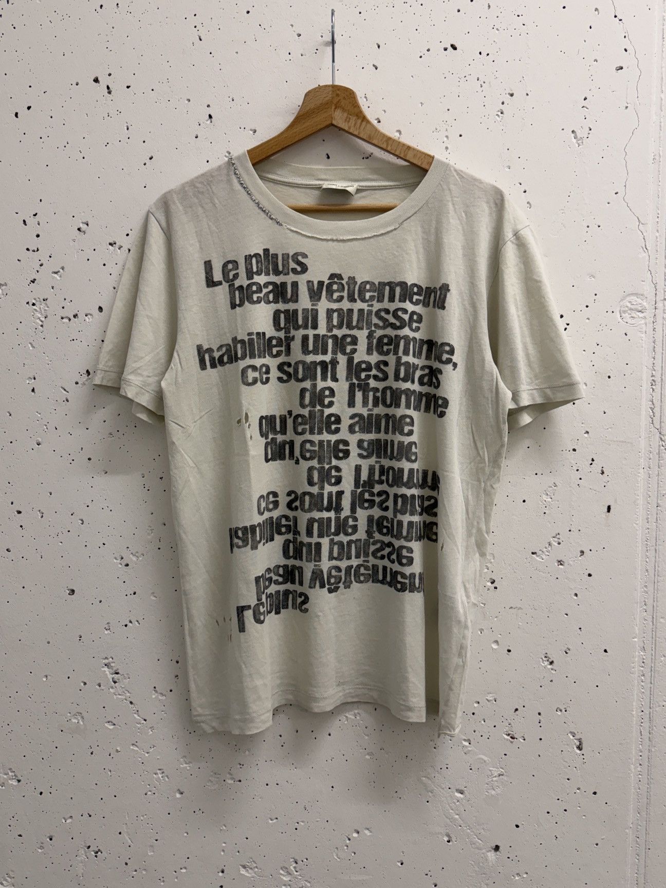 Saint Laurent Paris Saint Laurent Paris Poem Distressed T-Shirt Size US S / EU 44-46 / 1 - 1 Thumbnail