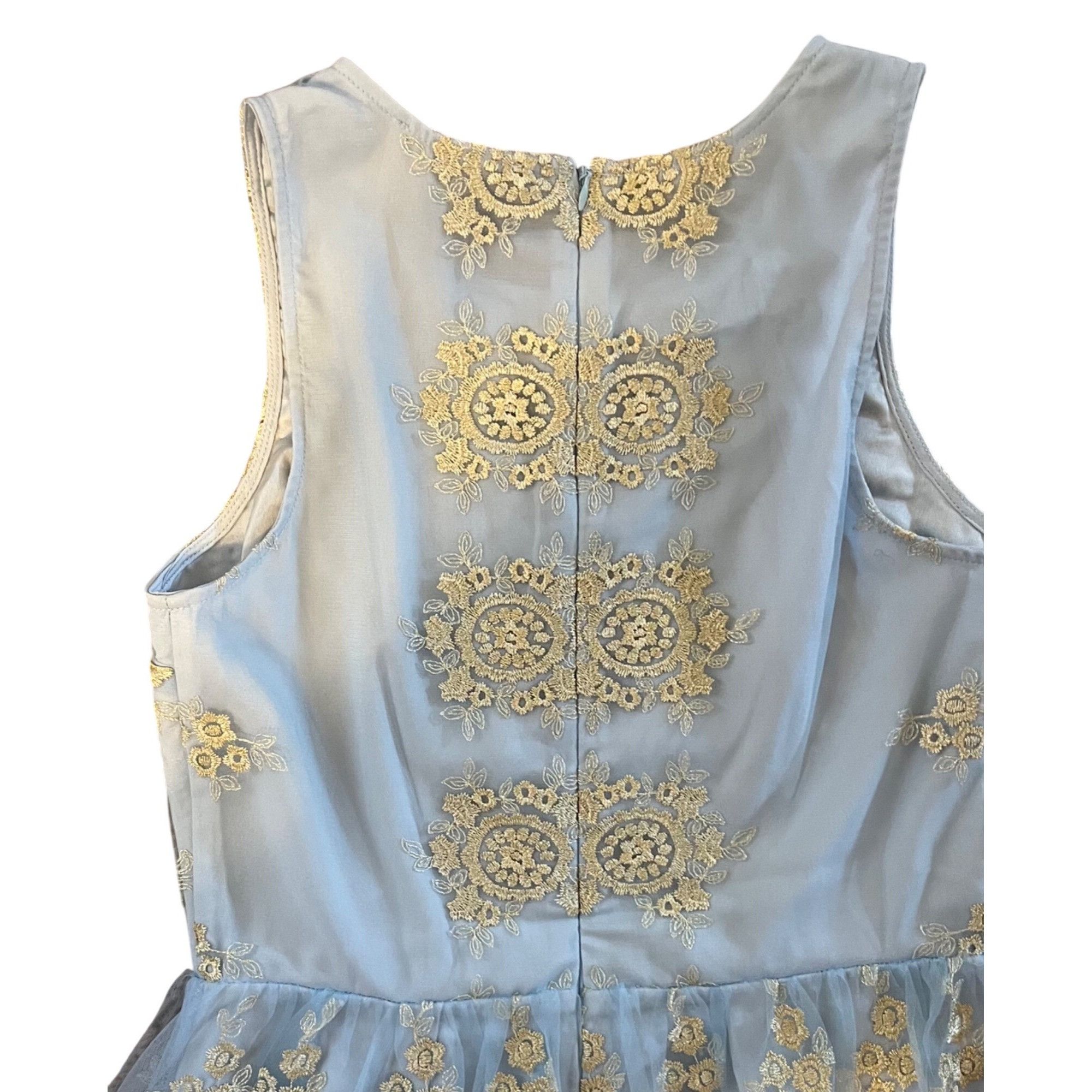 Anthropologie Anthropologie BHLDN 10 UK 14 Dress Flourish Sky Blue Gold La Size L / US 10 / IT 46 - 6 Thumbnail