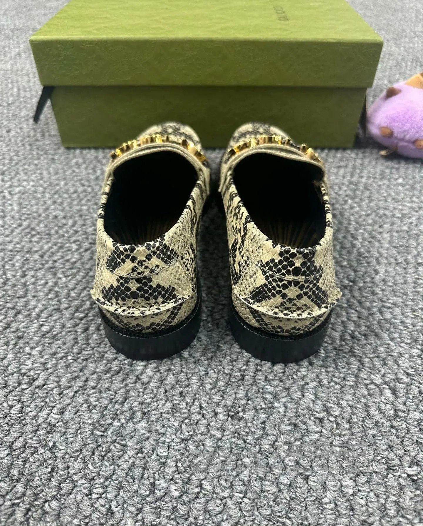 Gucci Guicci Black Snake Pattern Leather Letter Logo Loafers| Size US 6.5 / IT 36.5 - 4 Thumbnail