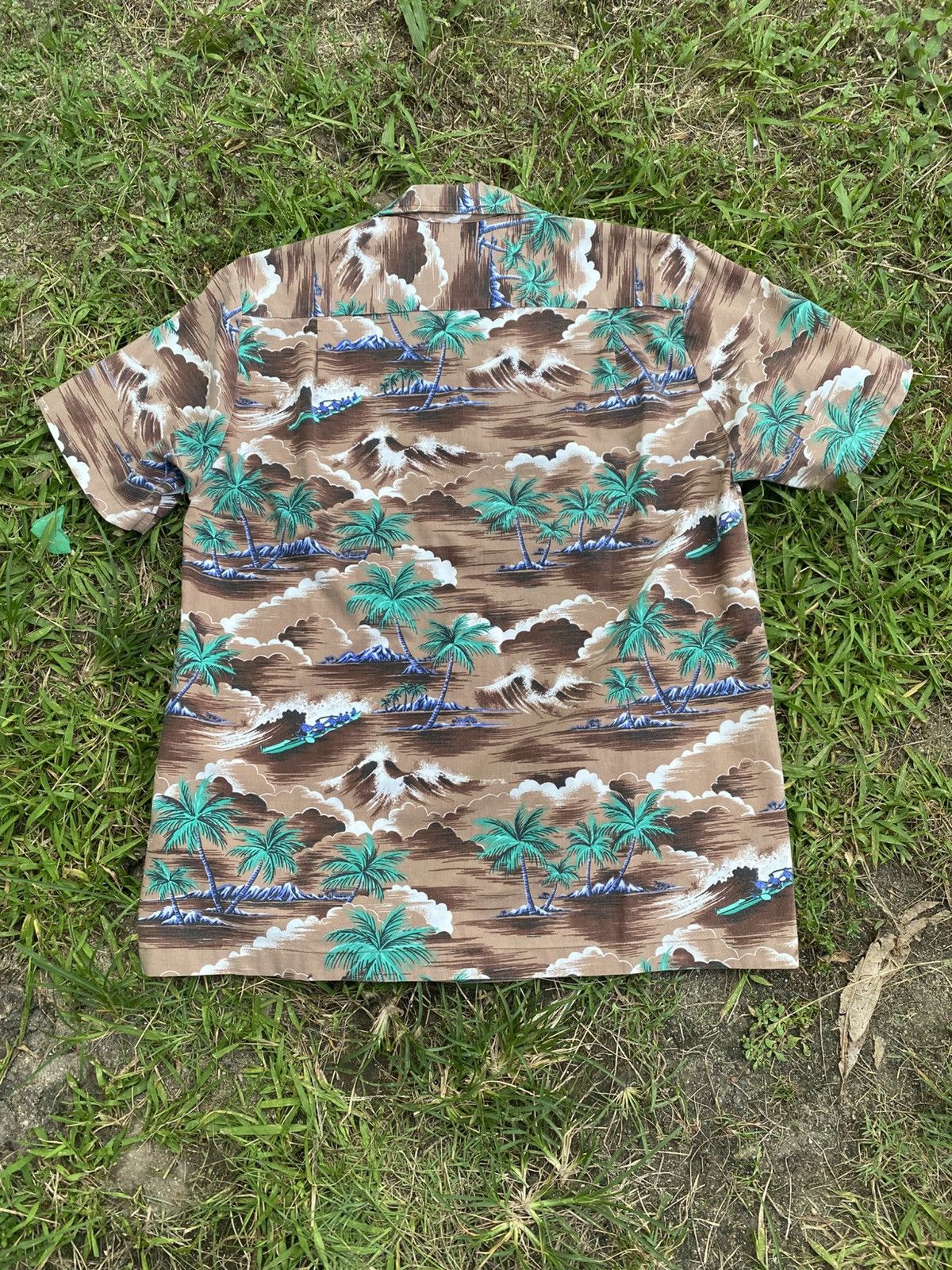 Vintage Vtg Evalani Surfing Palm Tree Single Pocket Hawaiian Shirt Size US M / EU 48-50 / 2 - 2 Thumbnail