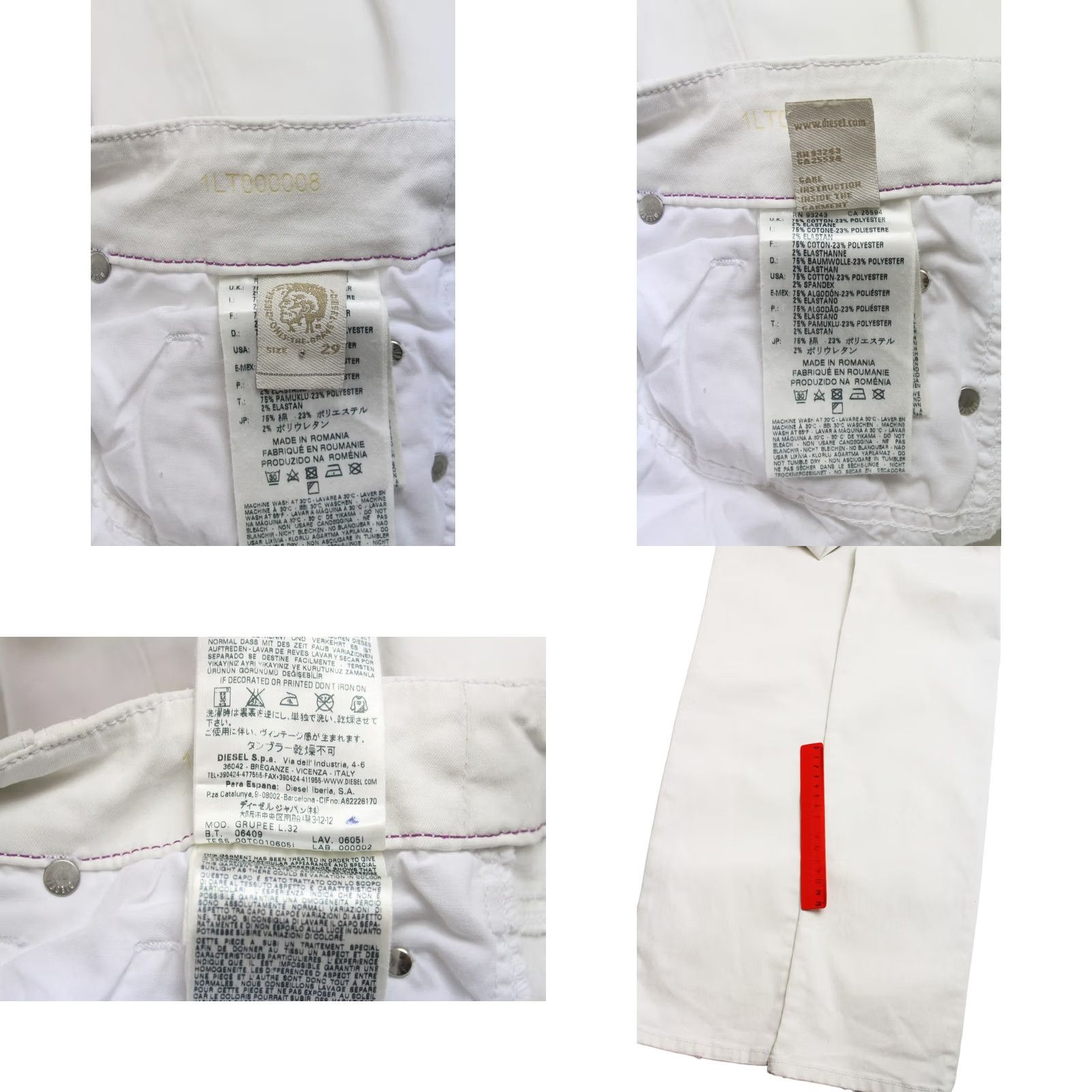 Diesel Diesel Grupee Super Slim-Skinny Low Waist 0605I Stretch Jeans Women's W29 L32 White Size 29" - 8 Thumbnail