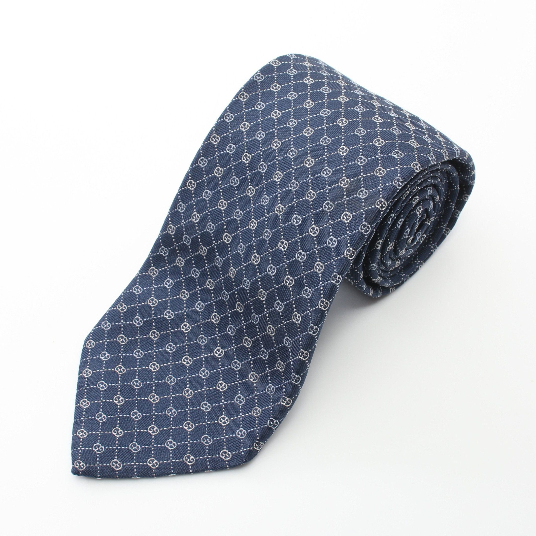 Gucci Gucci Tie Silk Navy Size ONE SIZE - 1 Thumbnail