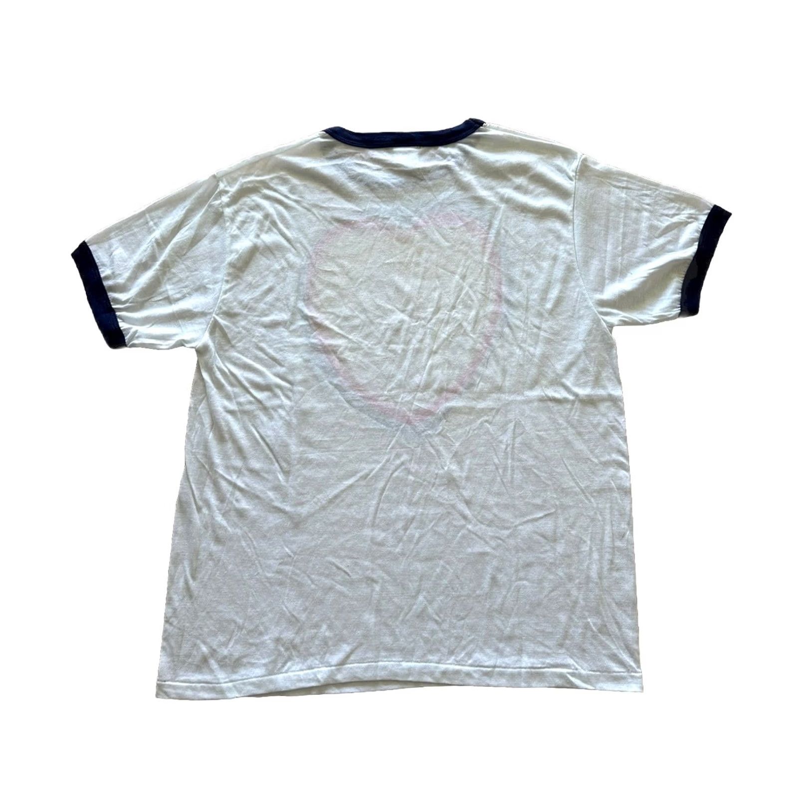 Vintage VINTAGE I Love Heart Ringer T-Shirt XL RARE Unisex 80s Deadstock NOS QLT White Cotton Blend Short Sleeve Graphic Tee Size US L / EU 52-54 / 3 - 7 Thumbnail