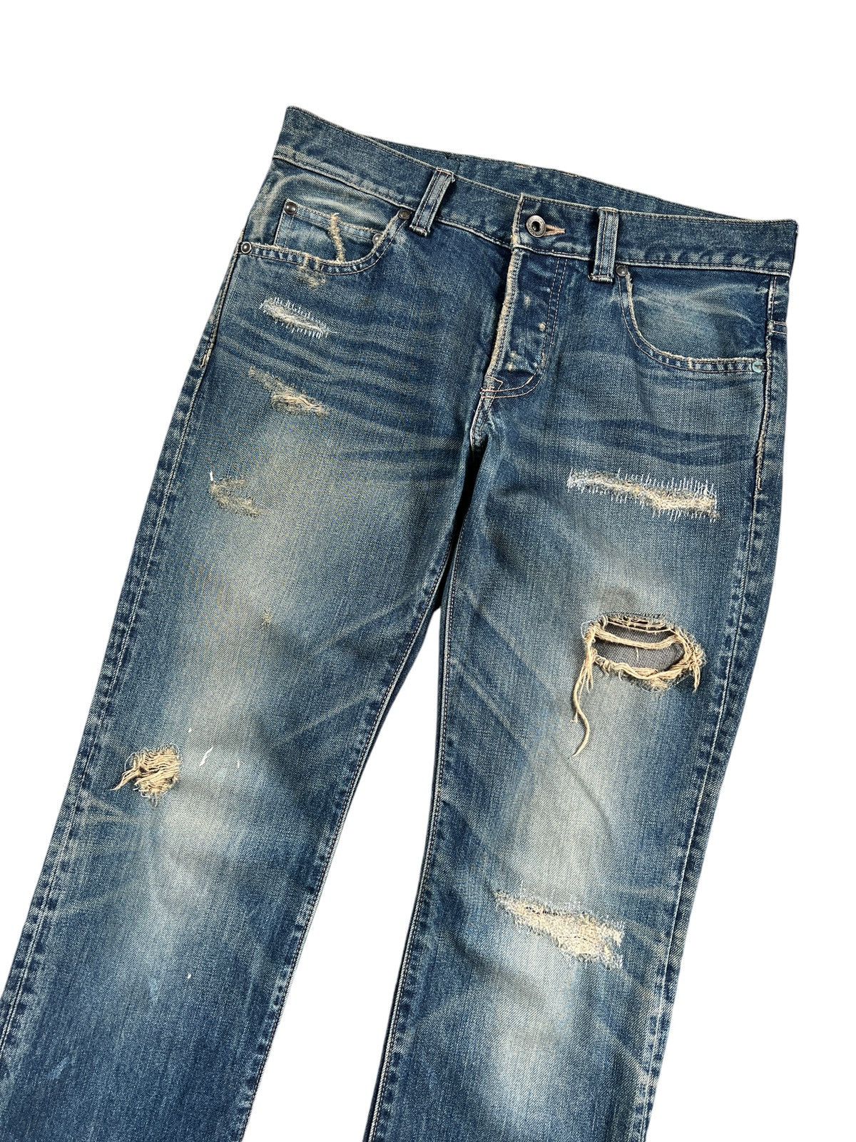 5351 POUR LES HOMMES × Japanese Brand Black Line by 5351 Pour Les Hommes Distressed Slim Denim Size US 32 / EU 48 - 4 Thumbnail
