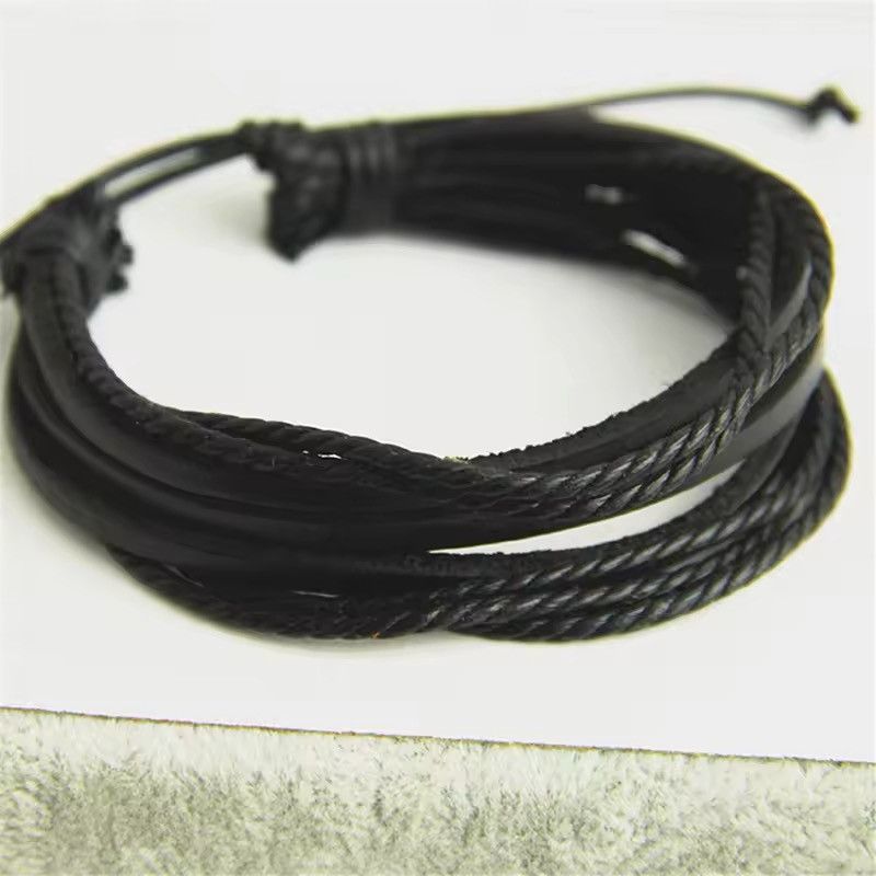 Jewelry Multilayer PU Leather Bracelet Black + Brown Size ONE SIZE - 2 Thumbnail