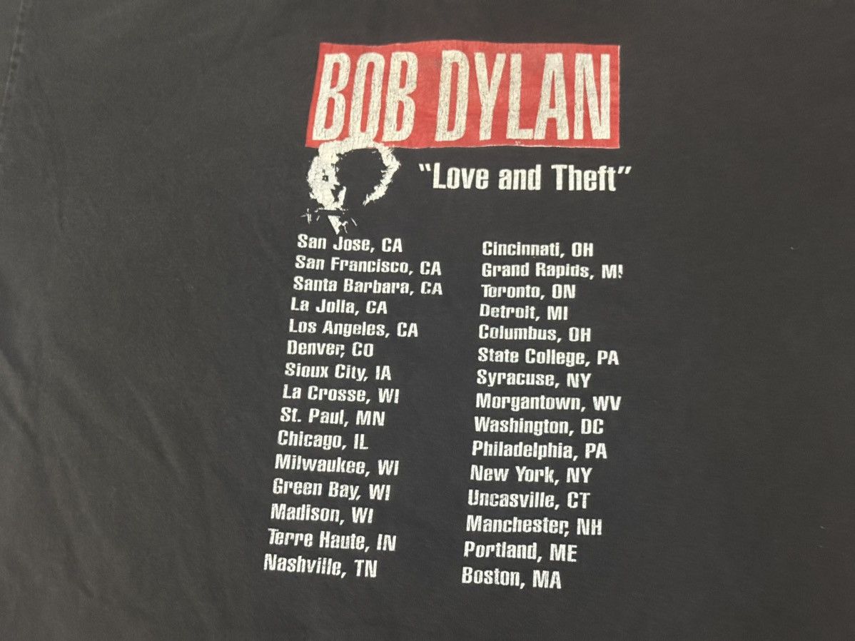 Vintage Vintage 00s Bob Dylan Love and Theft 2001 Tour T Shirt Size US L / EU 52-54 / 3 - 7 Thumbnail