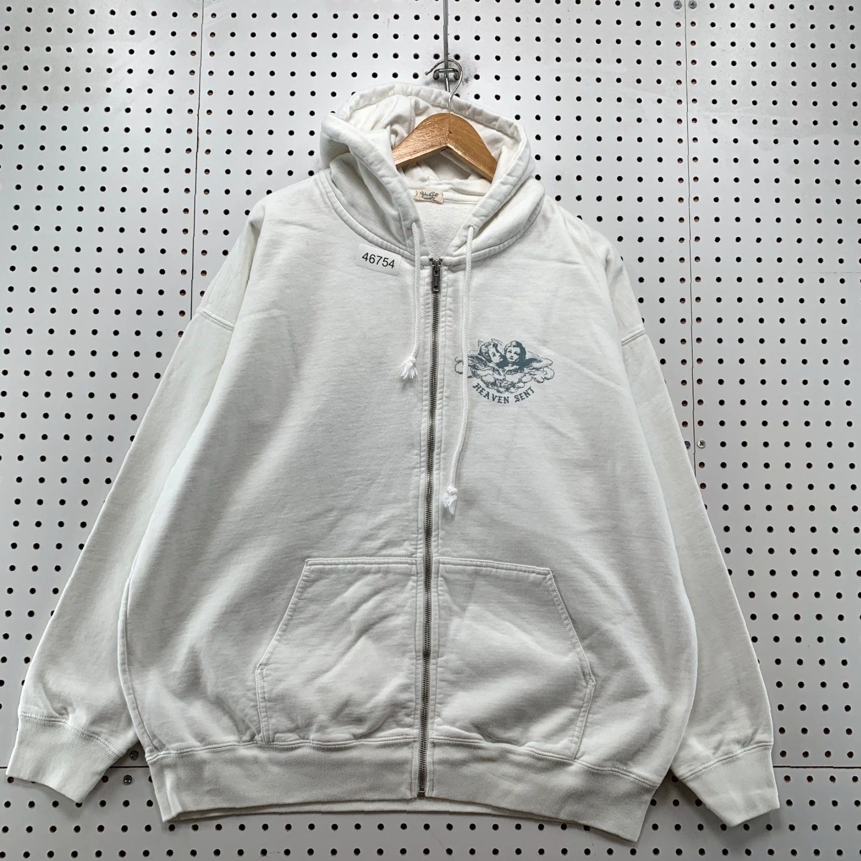 Vintage John Galt Cherub Hoodie Womens One Size White Heaven Zip Fleece Oversized Size ONE SIZE - 3 Thumbnail