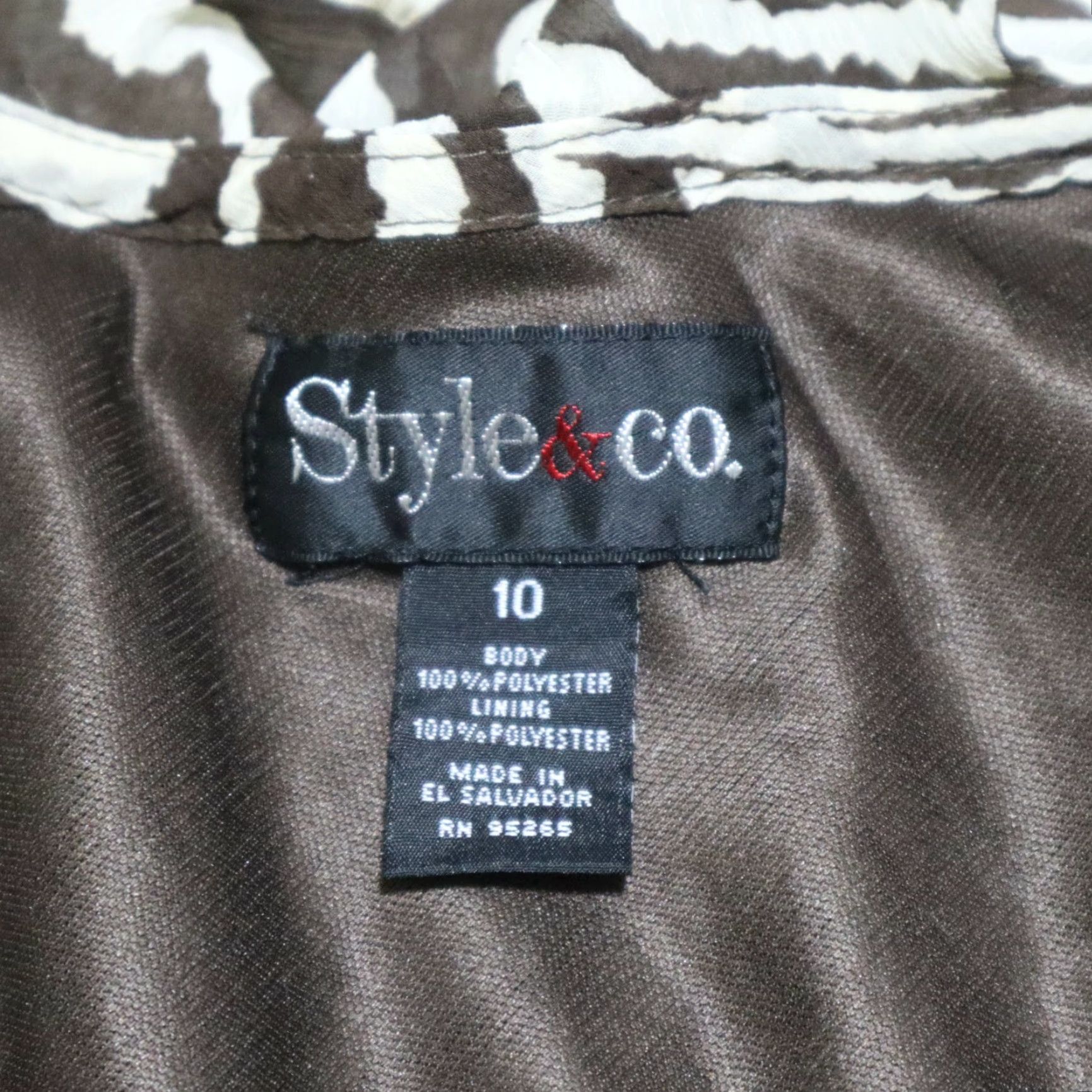 Style & Co VINTAGE Style & co Shirt Womens 3/4 Sleeve Zebra Pattern Brown Tank V-Neck Size 10 Size L / US 10 / IT 46 - 6 Thumbnail