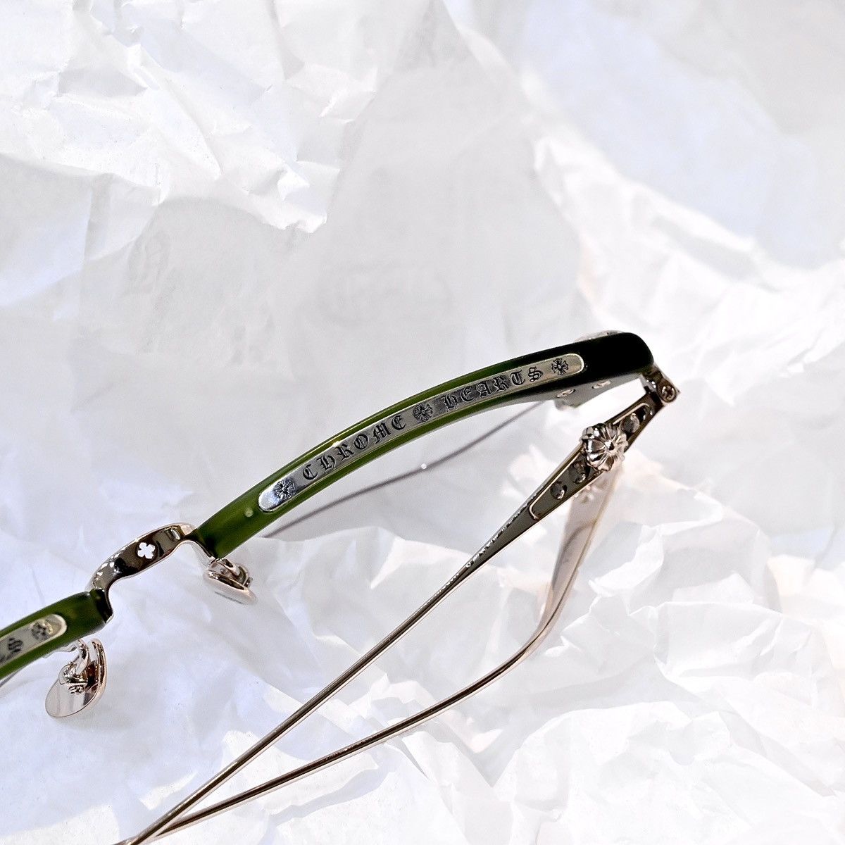 Chrome Hearts CHROME HEARTS SLUNTRADICTION MATTE DARK OLIVE/ GOLD PLATED GLASSES GLASSES Size ONE SIZE - 10 Thumbnail