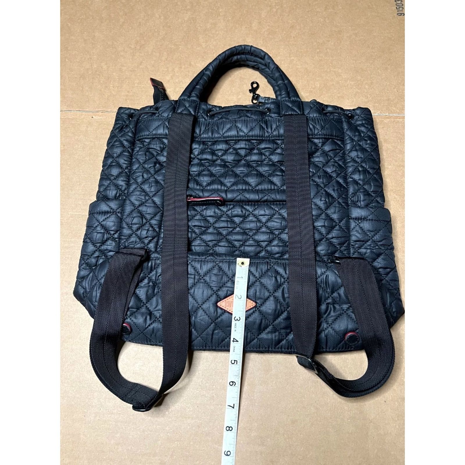 MZ Wallace MZ Wallace Metro Convertible Backpack Tote Medium Black Quilted Nylon Shoulder Bag Size ONE SIZE - 8 Thumbnail