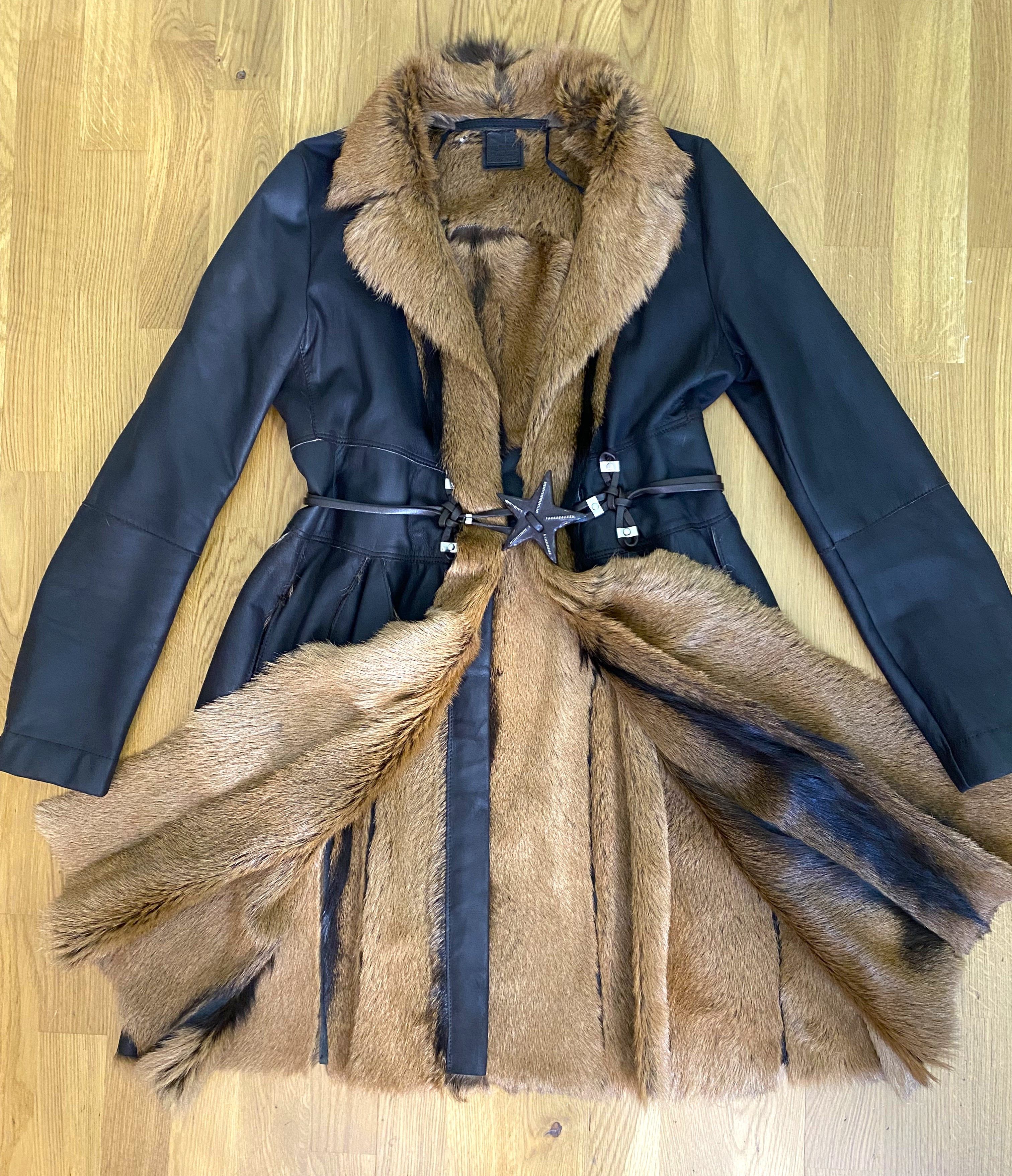 Marithe + Francois Girbaud Marithé François Girbaud Fur Goat Leather Winter Warm Coat Size L / US 10 / IT 46 - 1 Thumbnail