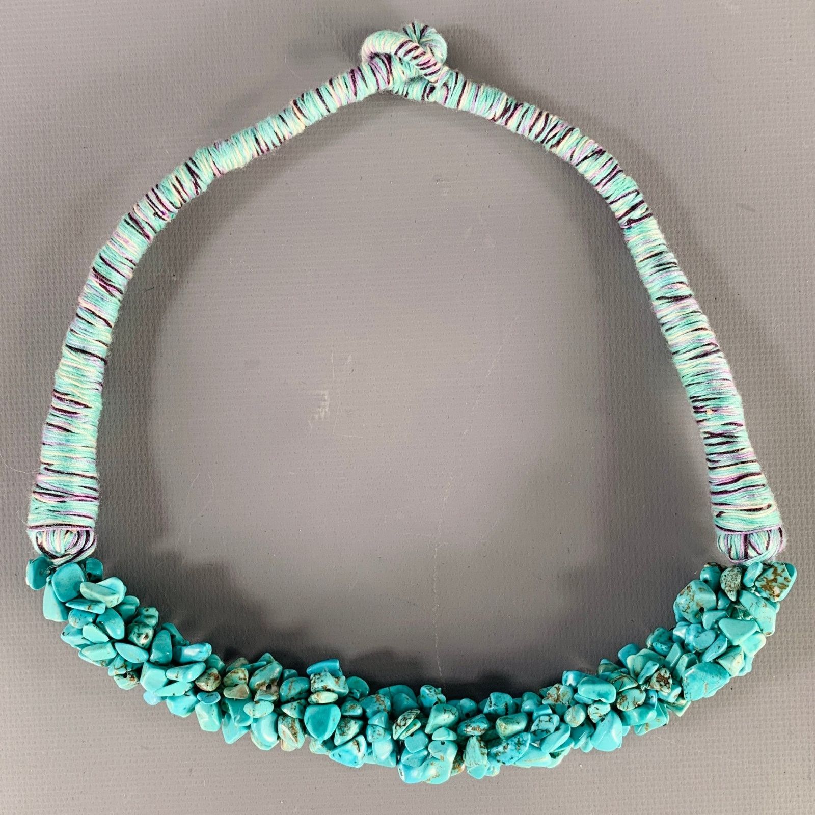 Vintage VINTAGE Blue Turquoise Cord Necklace Size ONE SIZE - 1 Thumbnail