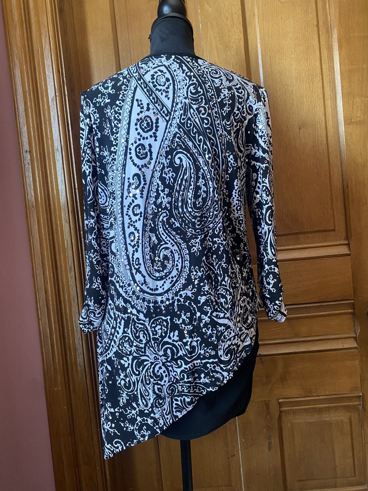 Joseph Ribkoff Joseph Ribkoff Women's Blk/White Paisley Layered Blouse Size XL / US 12-14 / IT 48-50 - 8 Thumbnail