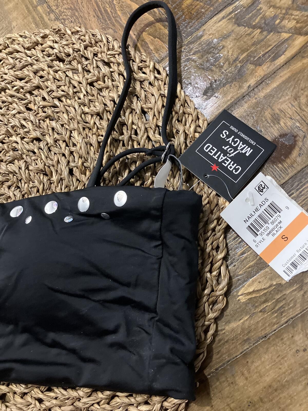 Other Nailheads NWT Bar lll Black Crop Top Stud Detailing, Size S Size ONE SIZE - 2 Thumbnail
