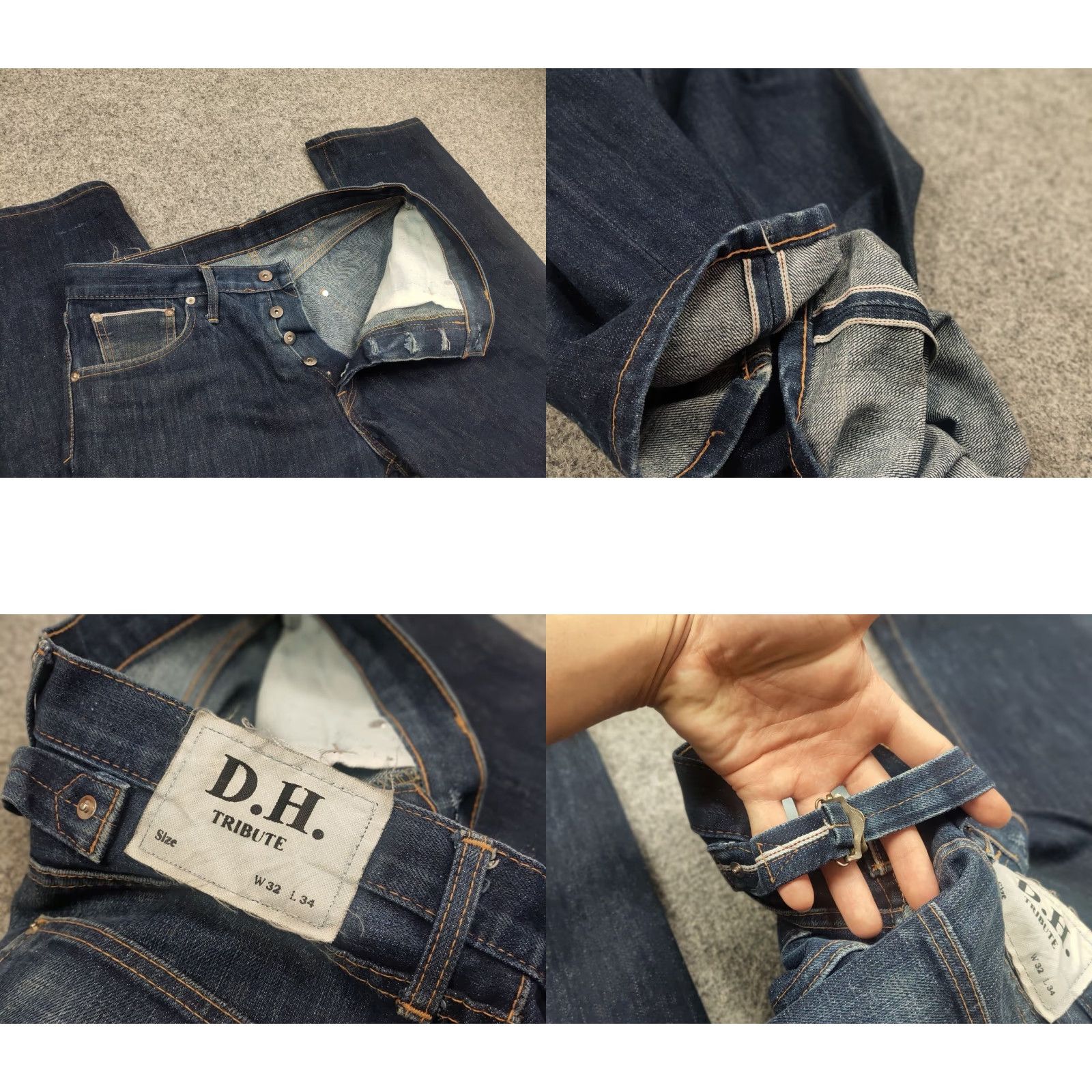Denime VINTAGE Vintage D.H. Tribute Japanese Selvedge Faded Denim Jeans Size US 32 / EU 48 - 9 Thumbnail