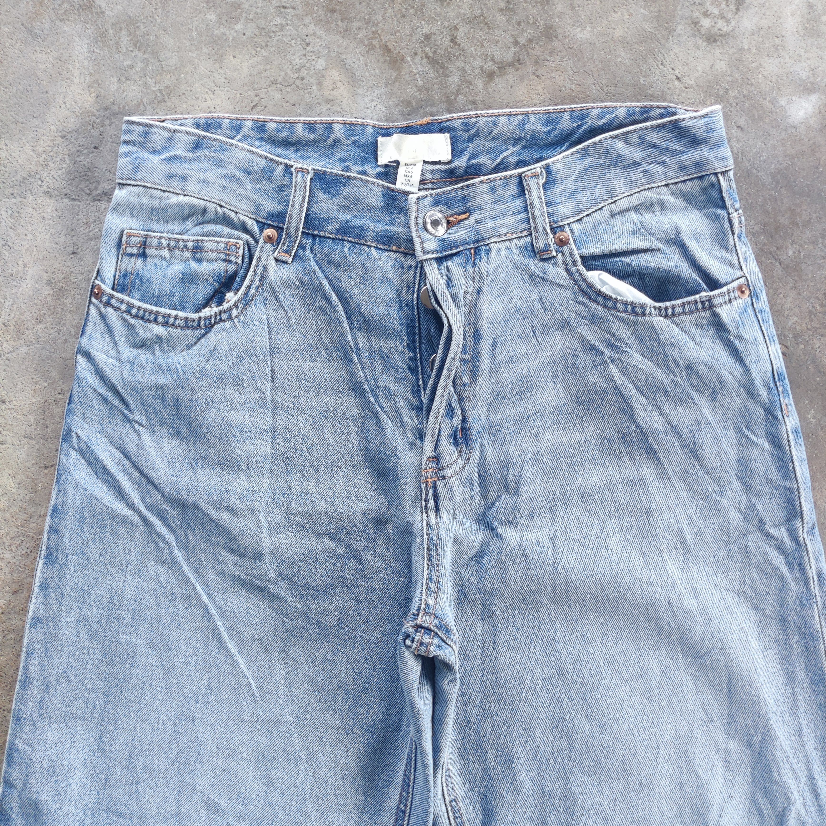 H&M Vintage Japanese Brand Baggy Jeans Button Faded Ripped pants Size US 31 - 3 Thumbnail