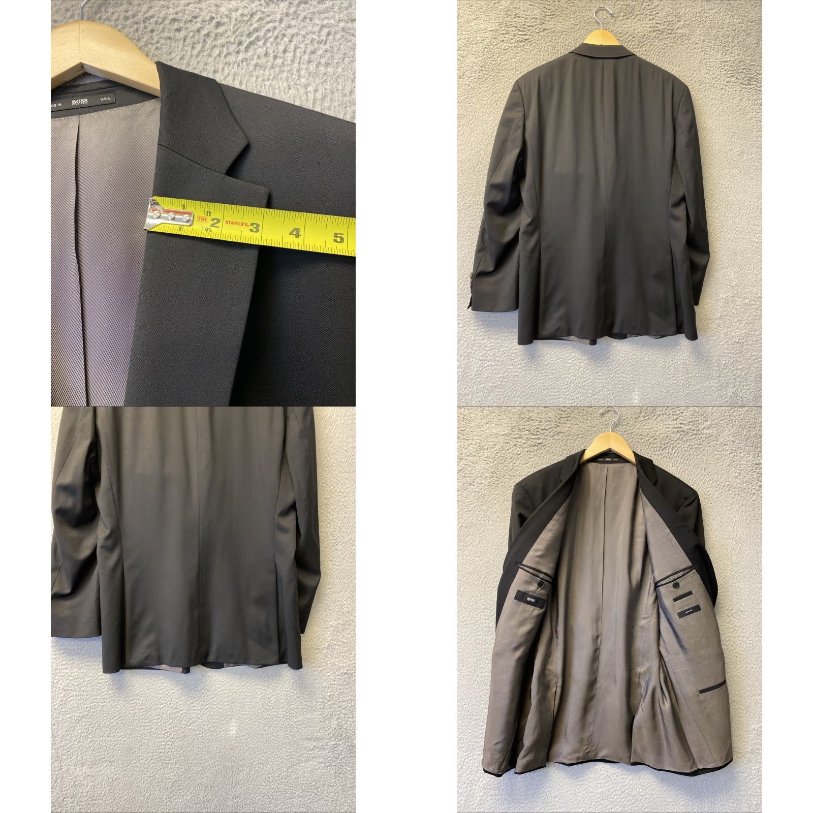 Hugo Boss VINTAGE Hugo Boss Men's Wool Blazer Jacket 42 Regular Slim Fit Black Fall Winter Business Casual Size 42R - 8 Thumbnail