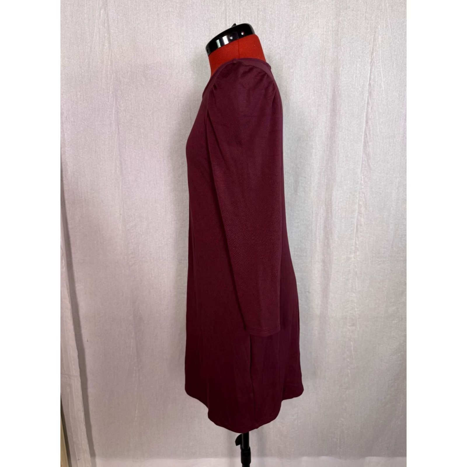 Old Navy Old Navy Womens Dress Small Red Wine Long Sleeve Knee Length D914 Size S / US 4 / IT 40 - 3 Thumbnail