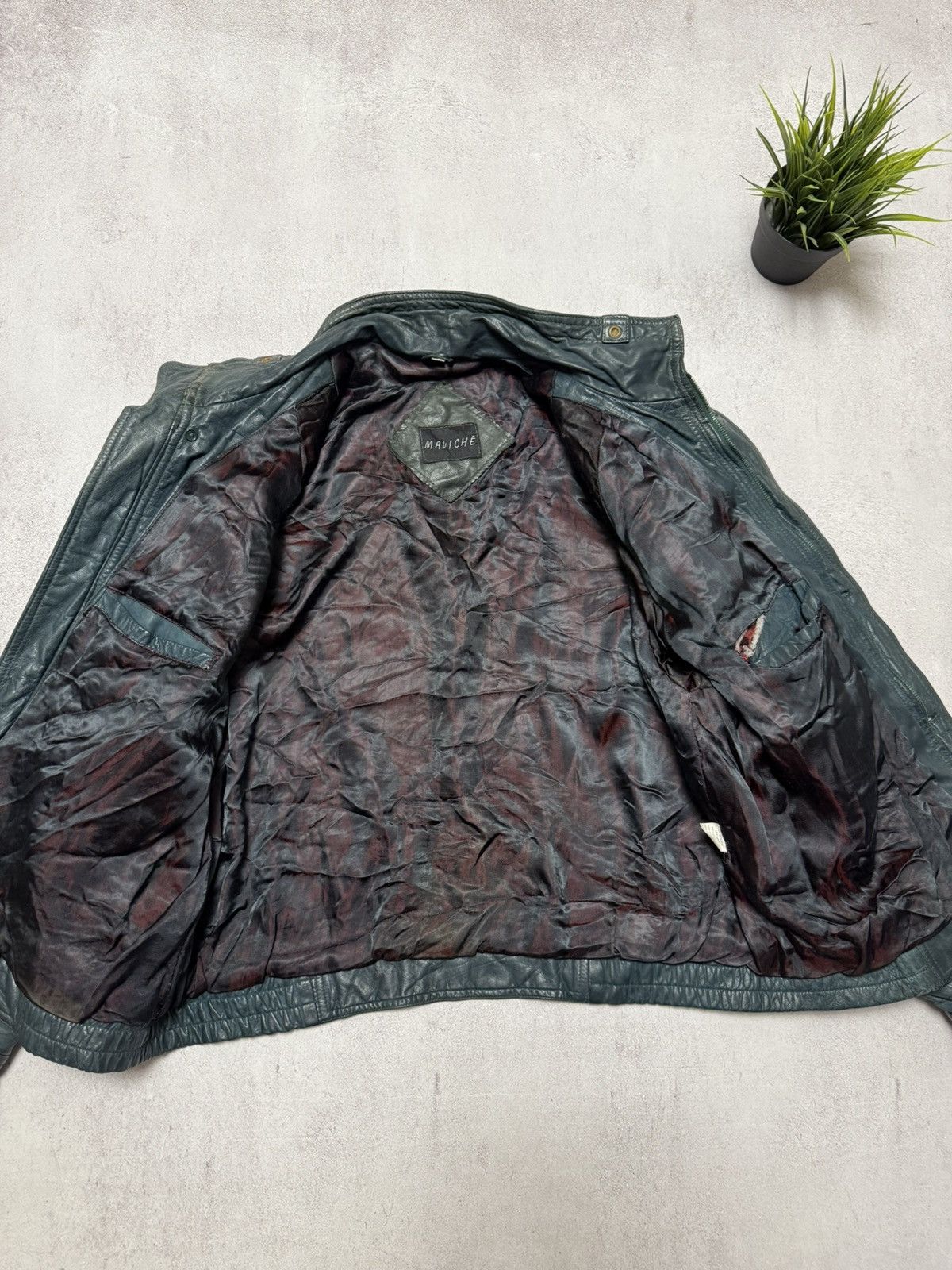 Japanese Brand × Vintage Vintage Leather Jacket Bomber Baggy Amazing Colour Y2K 90s Size US L / EU 52-54 / 3 - 18 Thumbnail
